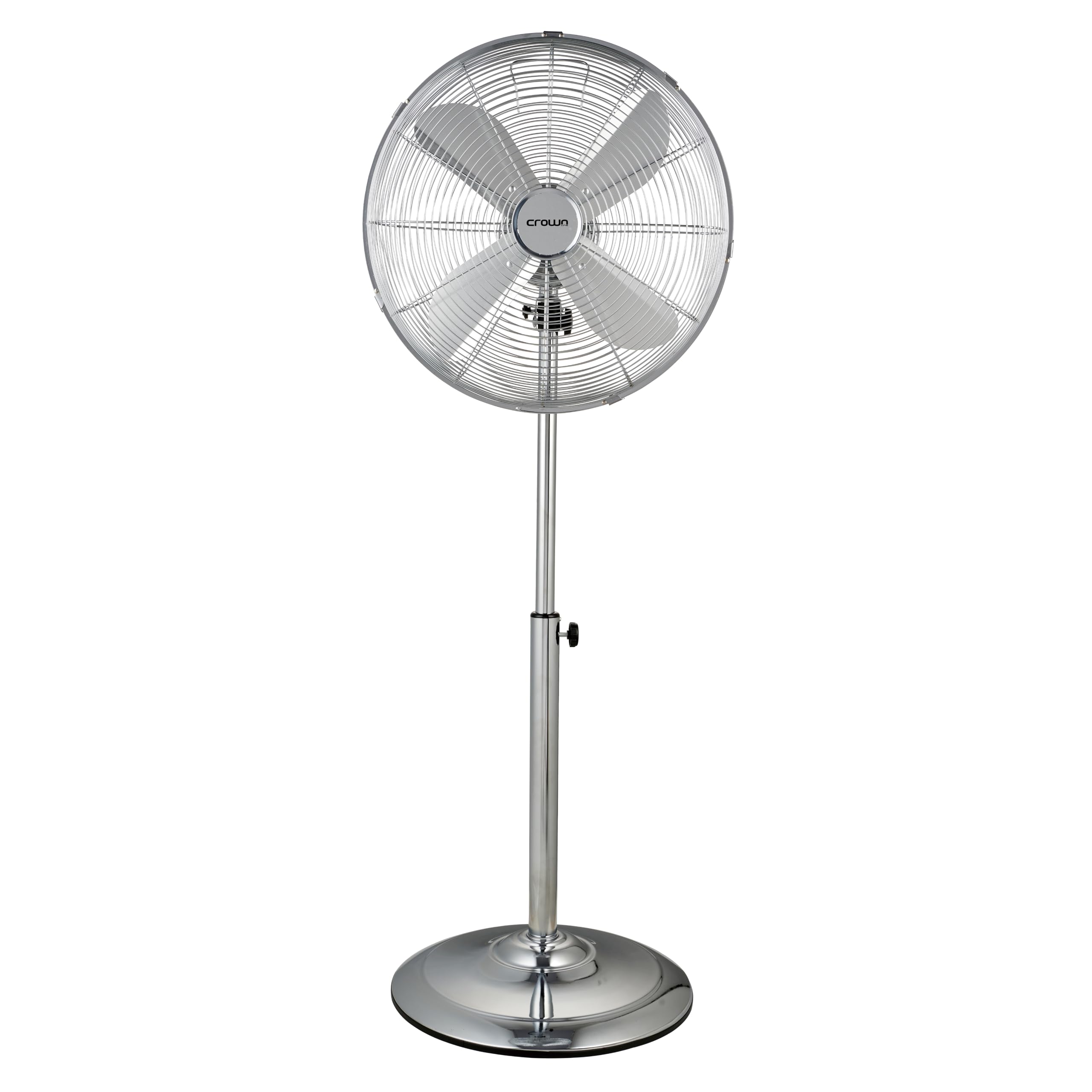 Crownline SF-402 16" Stainless Steel Fan with 4 Blades, 3 Speed Control, Adjustable Oscillation, Stable Round Base, and Soft Touch Tilting Angle – 50W Power, 220-240V, 50Hz