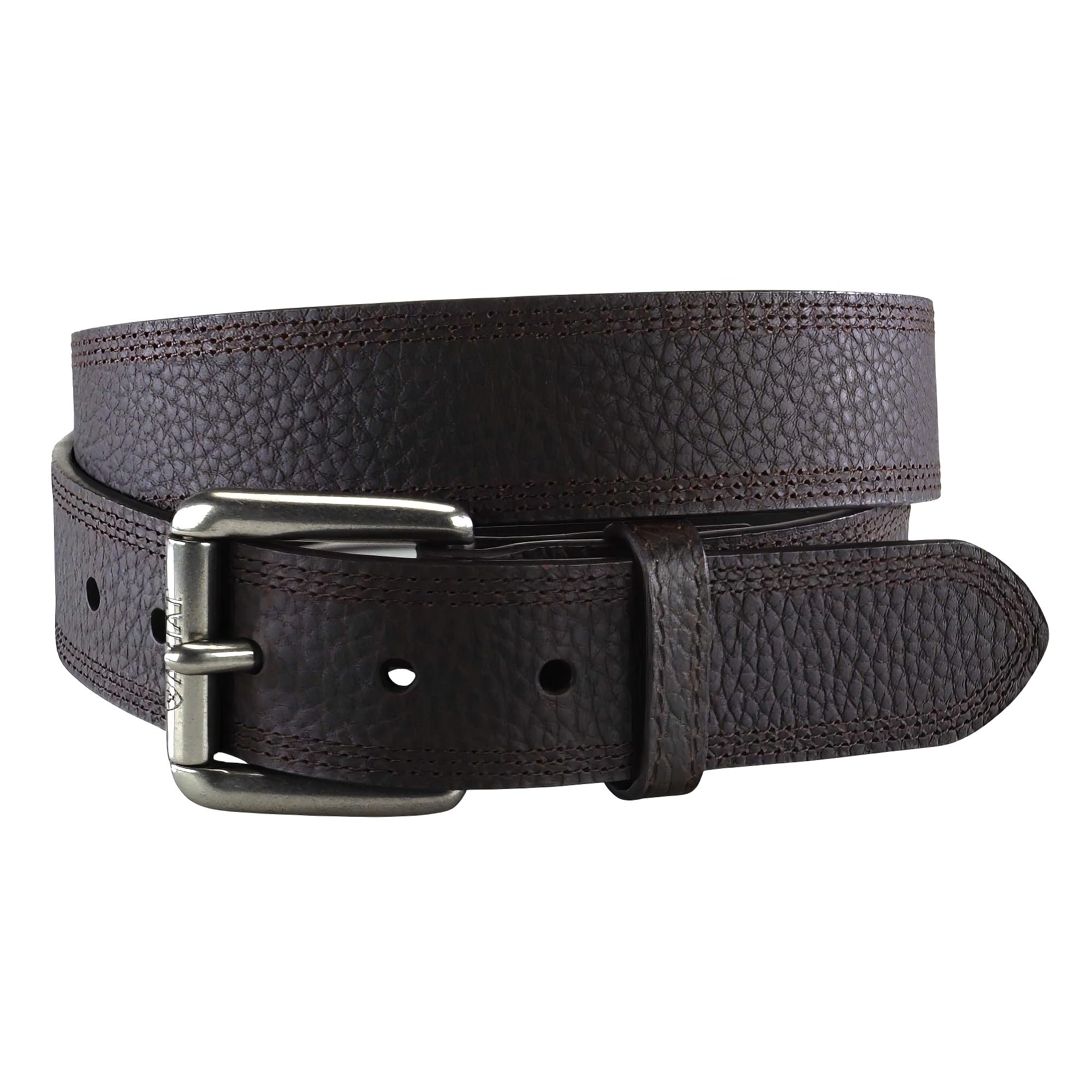 ARIAT APPAREL_BELT Ariat Men's Western Work Belt – Solid Dark Brown, Full Grain Leather with Silver Buckle, Brown Rowdy, 38