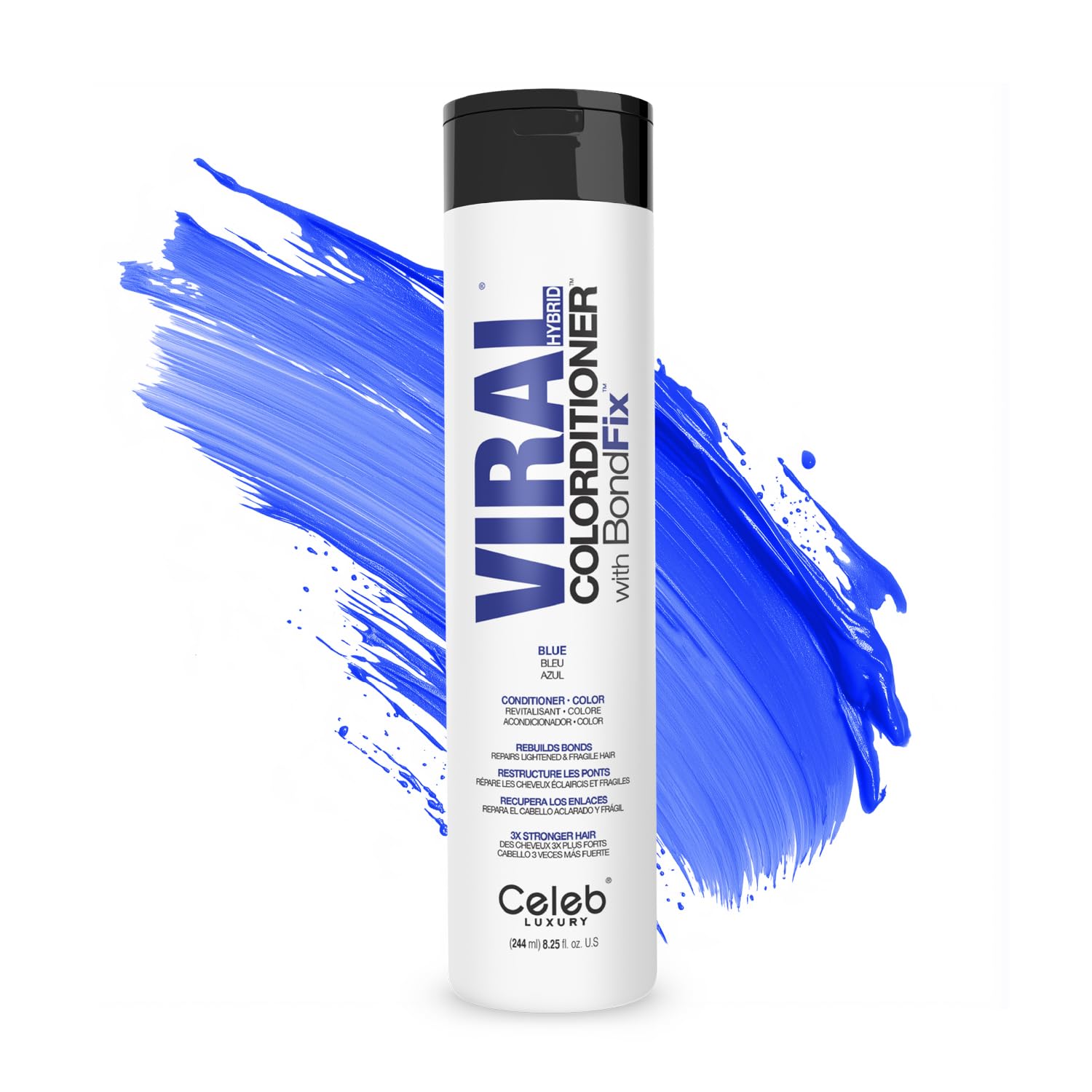 Celeb Luxury Viral Colorditioner: Blue Color Depositing Conditioner, BondFix Bond Rebuilder, 10 Vivid and Pastel Colors, Stops Fade, Conditioner + Vivid Color, Cruelty-Free, 100% Vegan