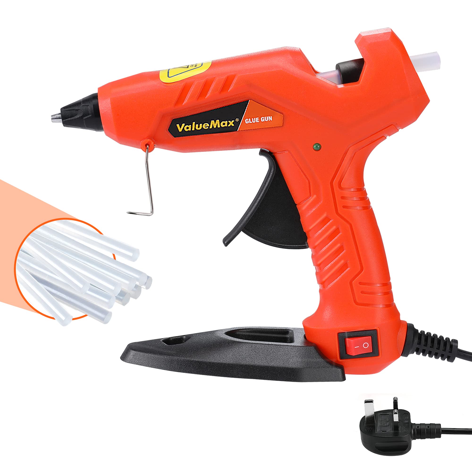 ValueMaxMini Hot Glue Gun 20W | Electric Glue Gun with 20pcs Glue Sticks (7 x 100mm) | Glue Gun with ON/Off Switch and Stand | Hot Glue Gun for Crafting, DIY, Decoration, School Kids