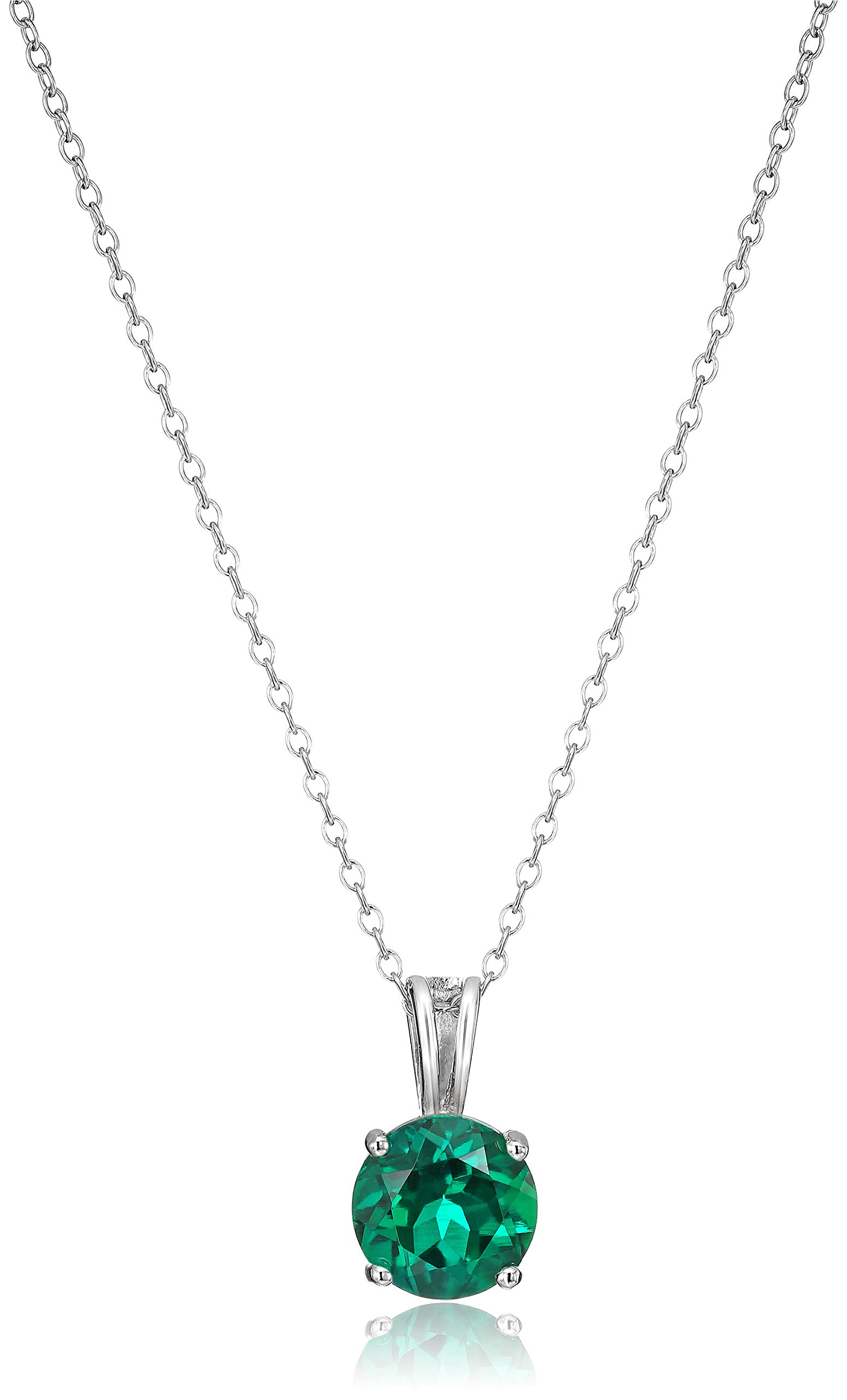 Amazon EssentialsSterling Silver Round Cut Birthstone Pendant Necklace 18" (previously Amazon Collection)