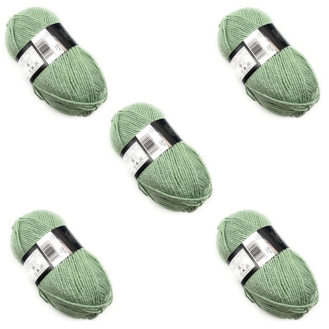 Pack of 5 x 100g Balls Green Aran Yarn - Sage