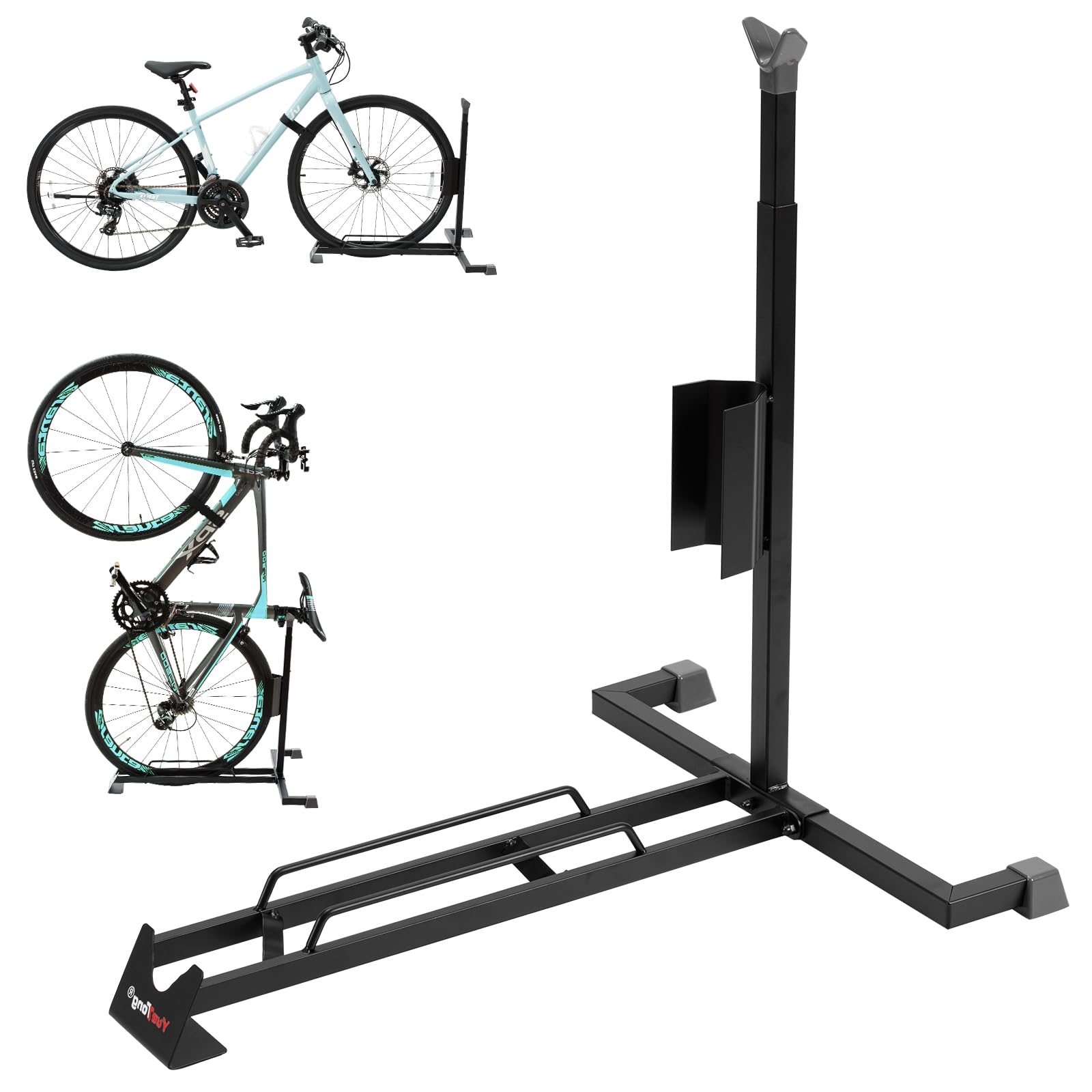 Bike Stand for Vertical and Horizontal Bike Storage,Upright Bicycle Stand Indoor,Standing Bike Rack for Garage Floor,Suit for MTB,Road Bike,Woman Bike and Some E-bike.Heavy Duty,no Mount.(1 Pack)