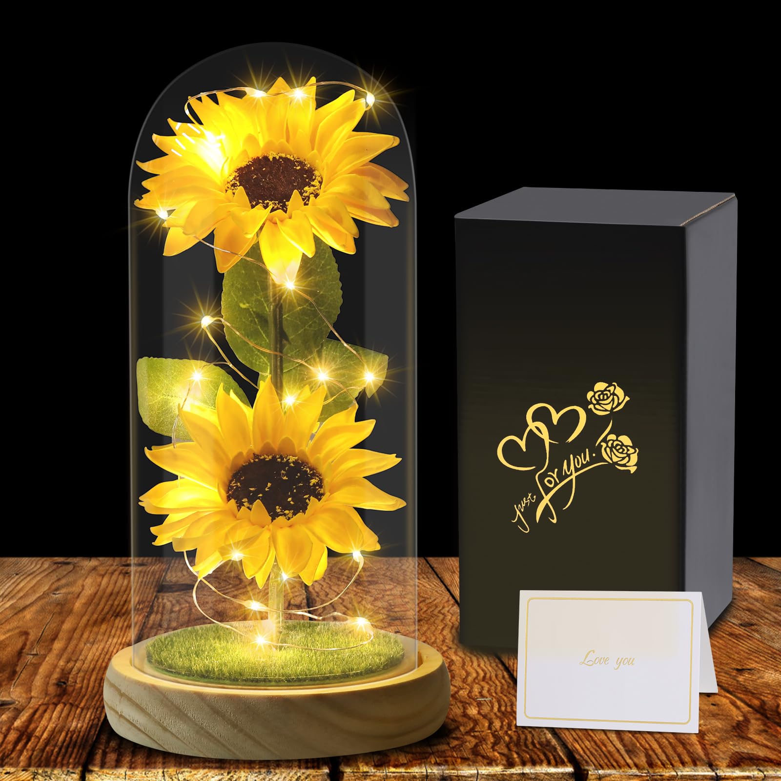 Touloube for Women - Galaxy Flower Gift for Mom Wife, Eternal Flower with in Glass Dome, Sunflowers Gift for Mother Grandmother, Unique Eternal Gift for Wedding, Birthday, Anniversary