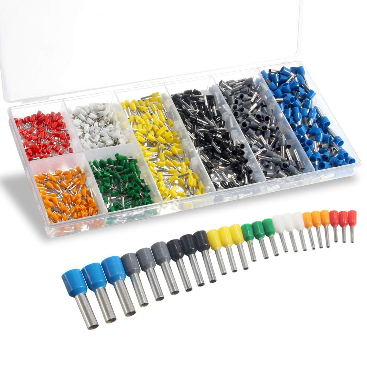 800PCS Wire Ferrules, Sopoby Insulated Ferrule Crimp Pin Terminal Kit for Electrical Projects, AWG 24-10, 8 Sizes