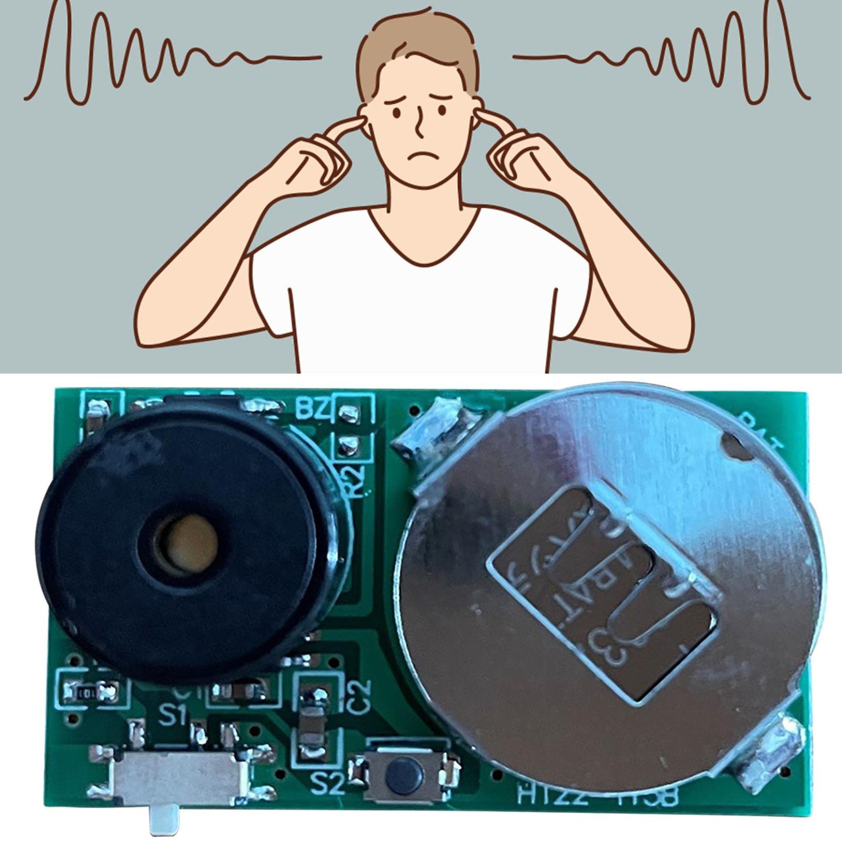 Racsoh  Annoying PCB Prank Stuff, Mini PCB Stimulate Noise Maker & Insect Cry, Adult Prank Small Size & Long Battery Life Start Prank at Party, Office, Home