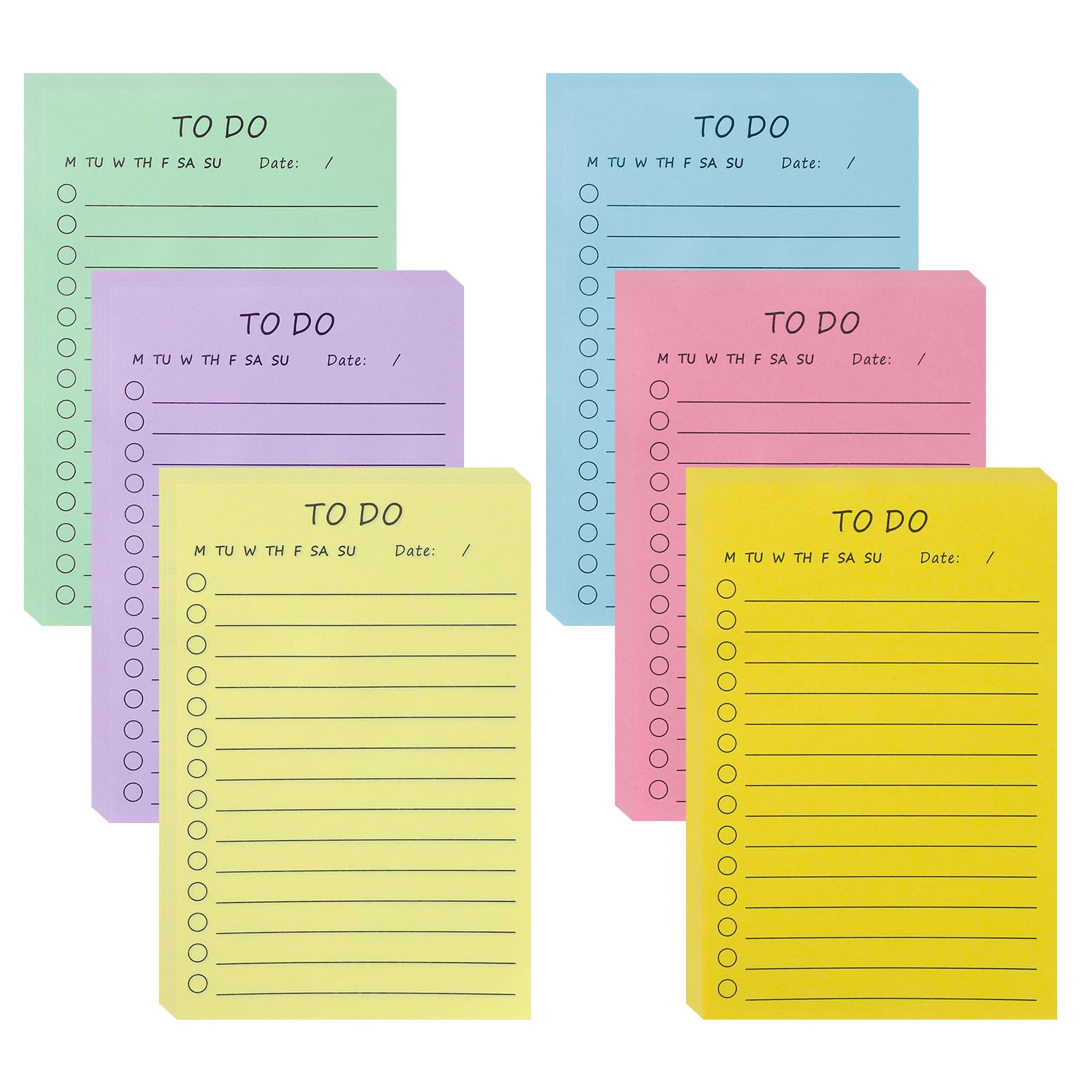 to Do List Pad, 6 Pack to Do List Sticky Notes Colorful Shopping List Pad Self-Stick Lined Sticky Notes Daily Planner Notepad for Office School Home Plan Stationery Supplies (15 * 10cm,50 Sheets/pad)