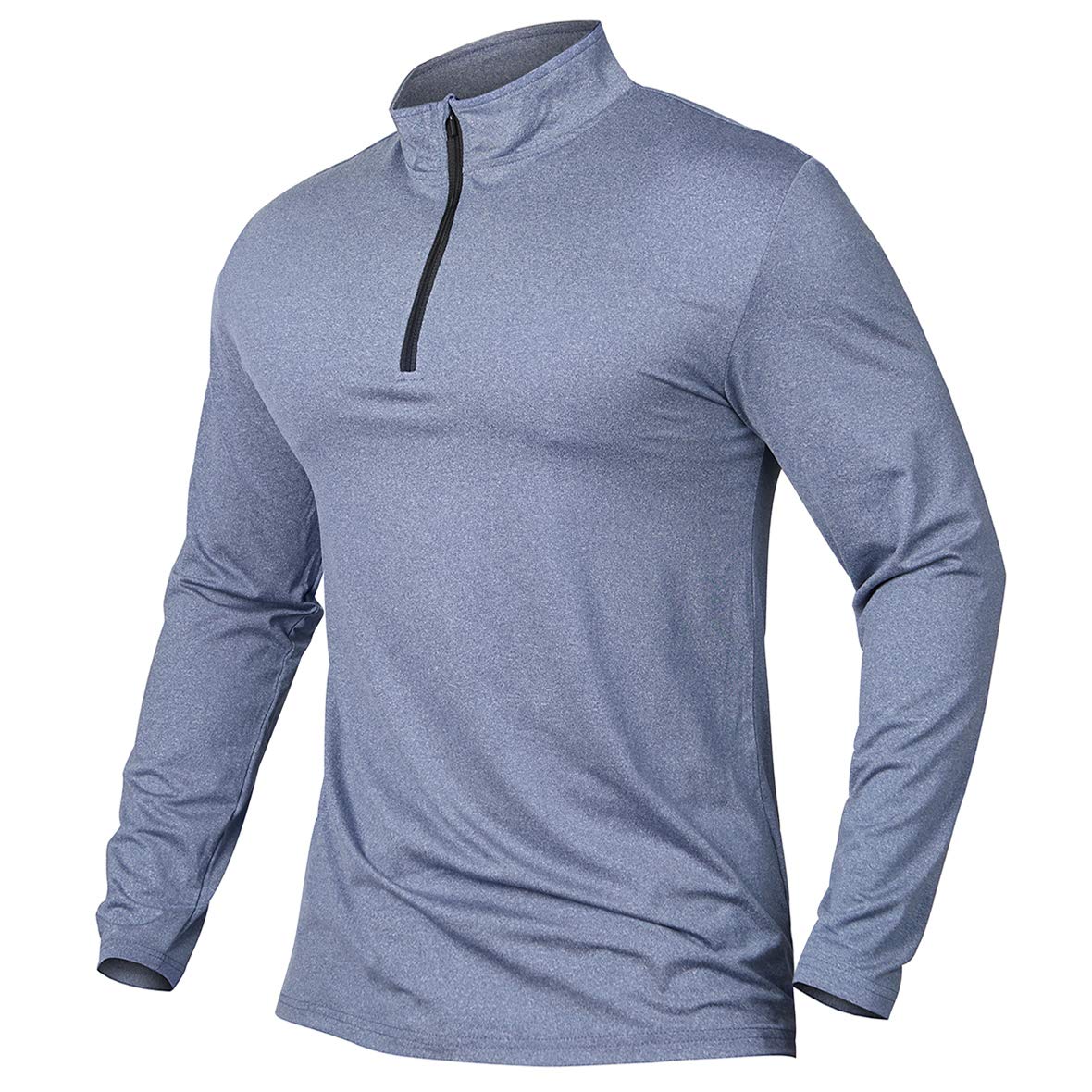 MANSDOUR Men's Quick-Dry Active Sports Shirts Quarter Zip Long Sleeve Running Pullover Tops Outdoor Sweatshirt