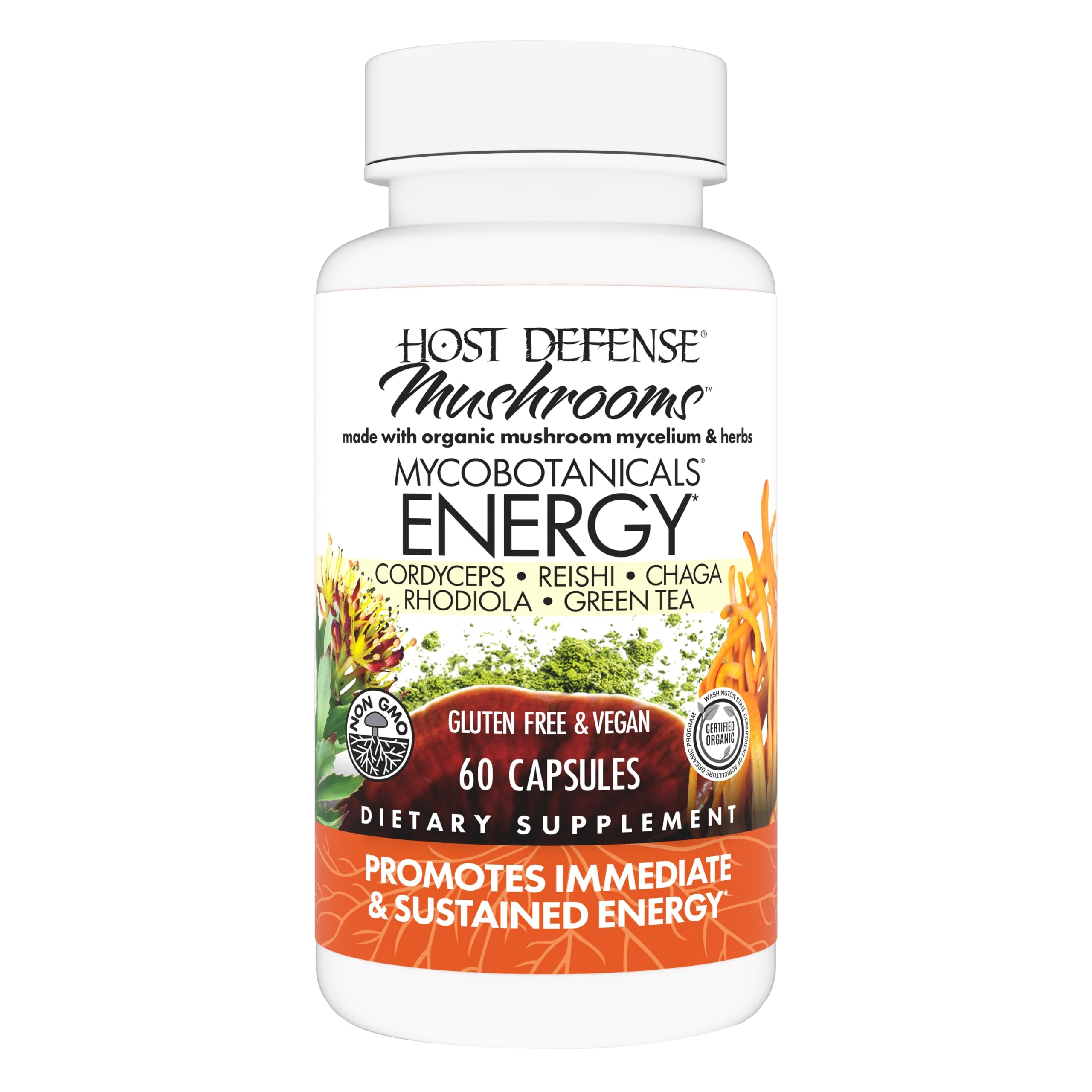 Host Defense Myco Botanicals Energy Formula, 60 Vegetarian