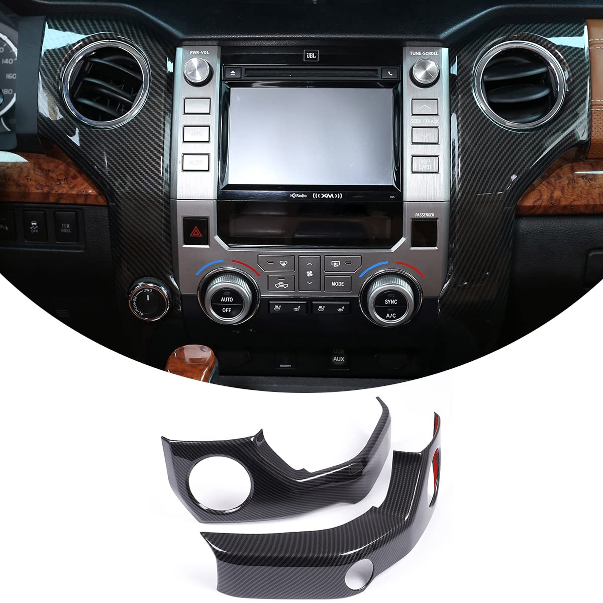 ABS Center Console air Conditioning air Outlet Decoration Panel Frame Cover Trim for Toyota Tundra 2014 2015 2016 2017 2018 2019 2020 (Carbon Fiber)