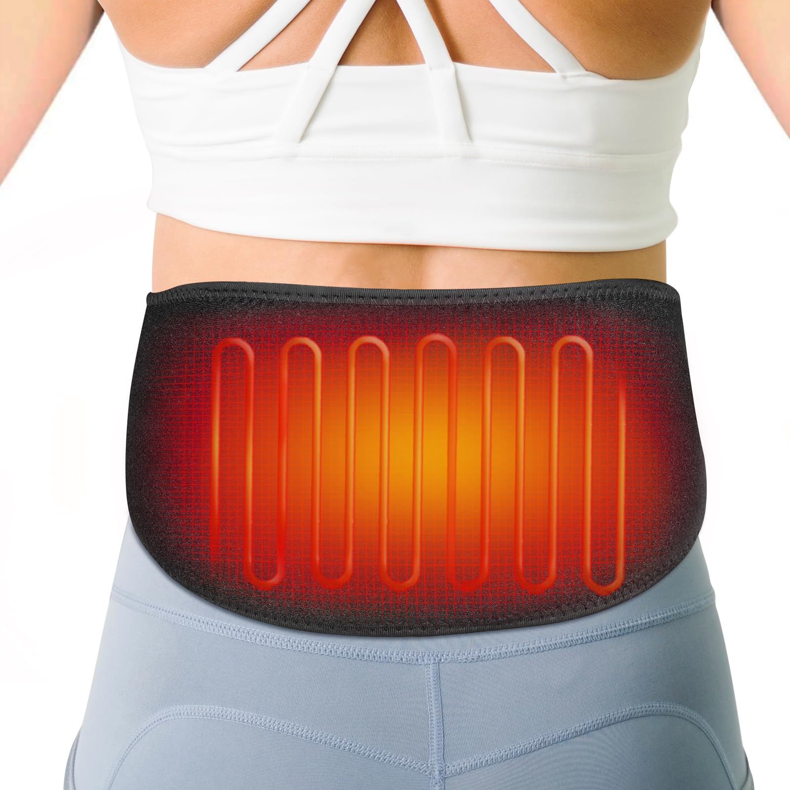 ARRIS Electric Heating Waist Belt Wrap, Lower Back Heat Belts & Lumbar Therapy Heating Pads for Pain Relief of Stomach Muscle Abdominal, Suitable for Men Women (Lengthened Version)