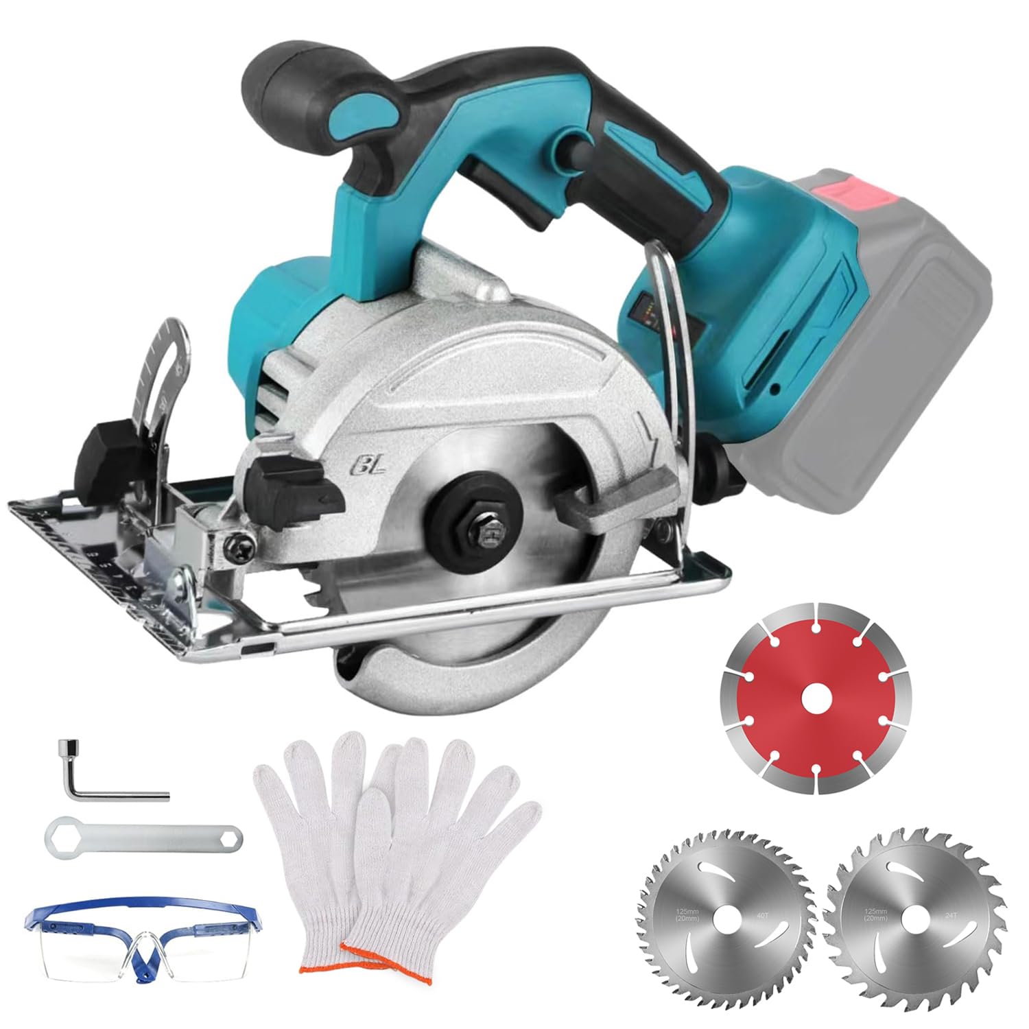 Cordless Circular Saw Compatible for Makita 18V Battery, Hand-Held Circular Saw with 3 Saw Blades, Brushless, 0-45° Bevel, 40mm Depth, Professional Battery Circular Saw for Wood Plastic Tile Cut