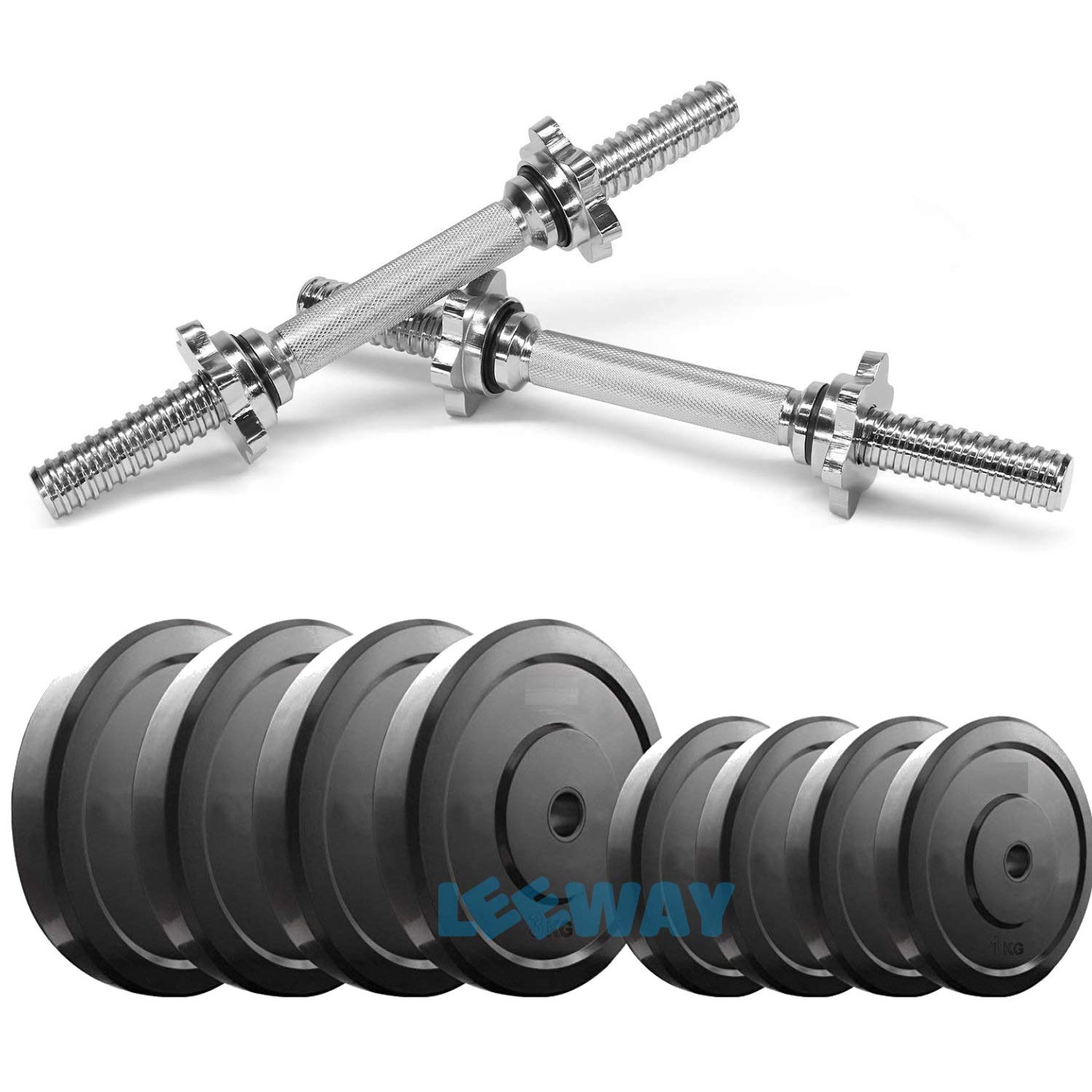 LEEWAY Rubber Weight Dumbbell Set; Home Gym Combo; Rubber Dumbbell, Gym Rubber Weight Plates for Strength Training| Weight Lifting Workout Adjustable Dumbbell Set; Weight Plate Dumbells