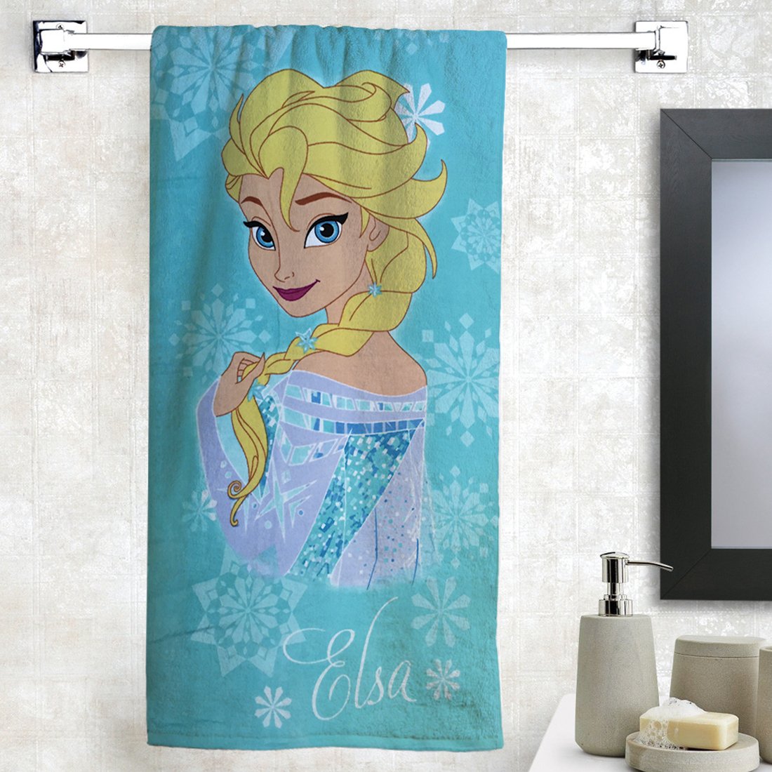 Athom Trendz Living Disney Elsa 350 GSM 100% Cotton Kids Bath Towel 60x120 cm