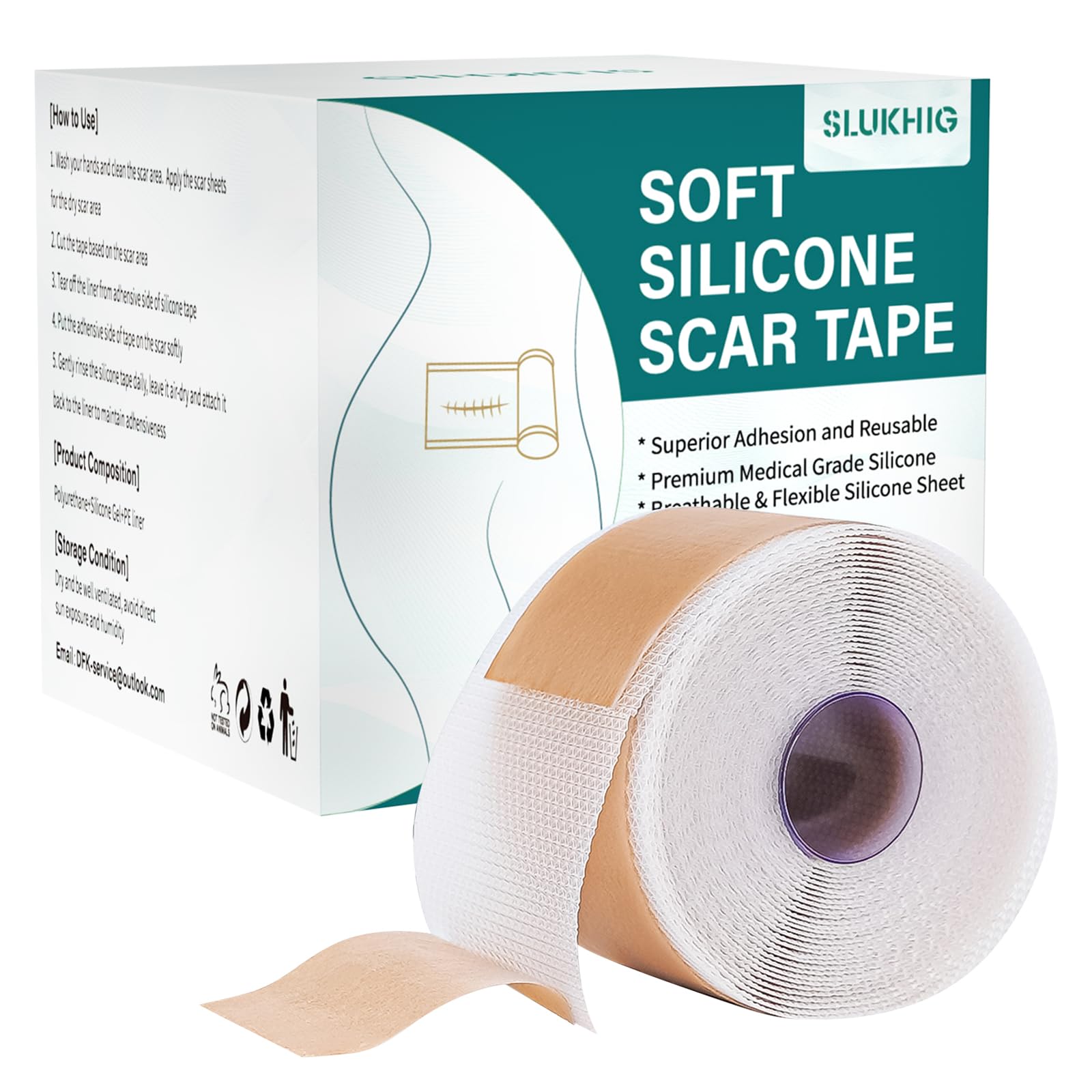 Silicone Scar Sheets (1.6"x 158" Roll-4M), Silicone Scar Tape for Scar Removal Treatment, Reusable Silicone Scar Strips for C-Section, Keloid, Burn, Acne, Surgical Scars