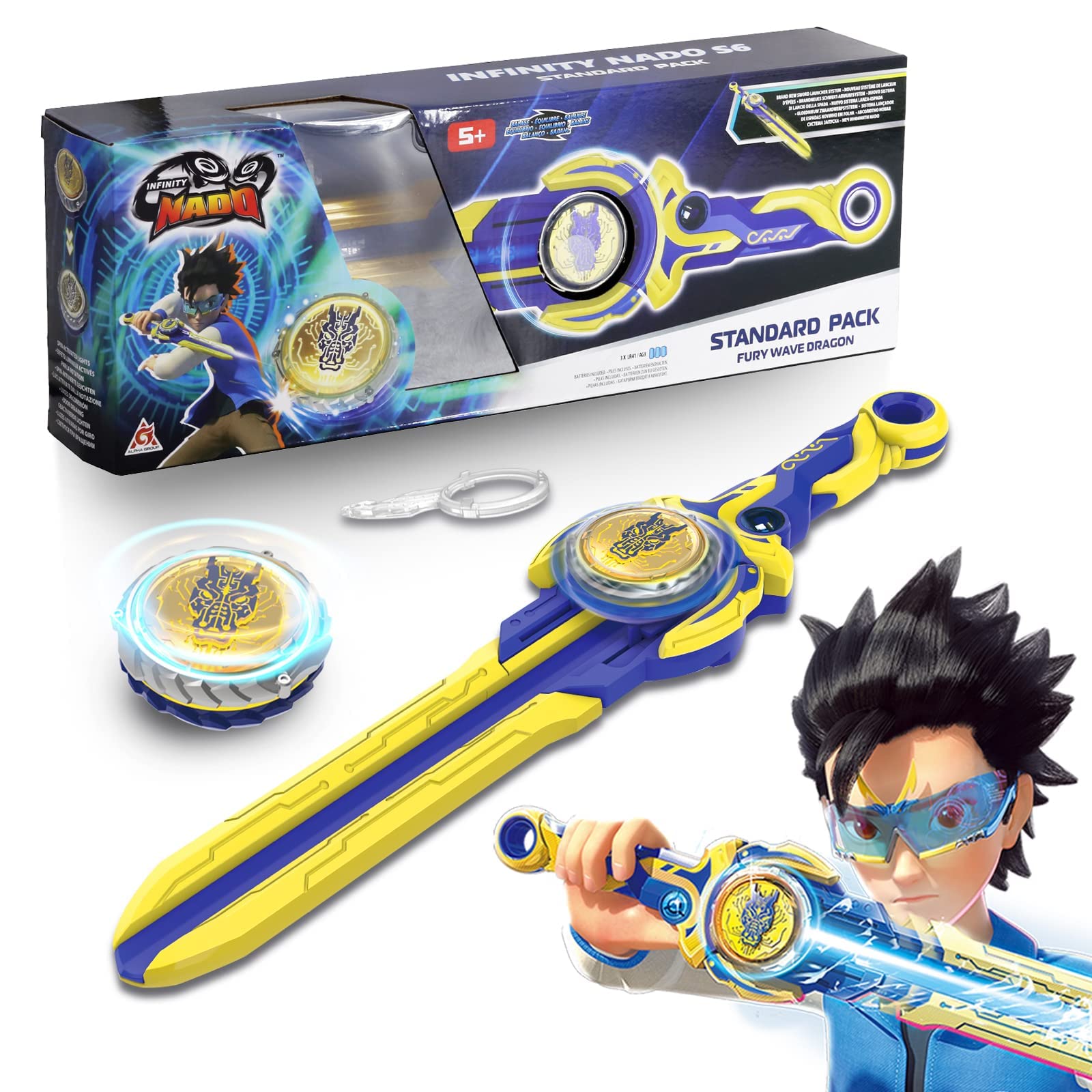 Infinity Nado Spinning Top for Children Metal Toy Boys, Beyblade Battle Tops Spinning Tops Launcher Toy Boys, Spinning Tops Boys from 5 6 7 8 9 10 11 12 Years, Standard Pack - Fury Wave Dragon