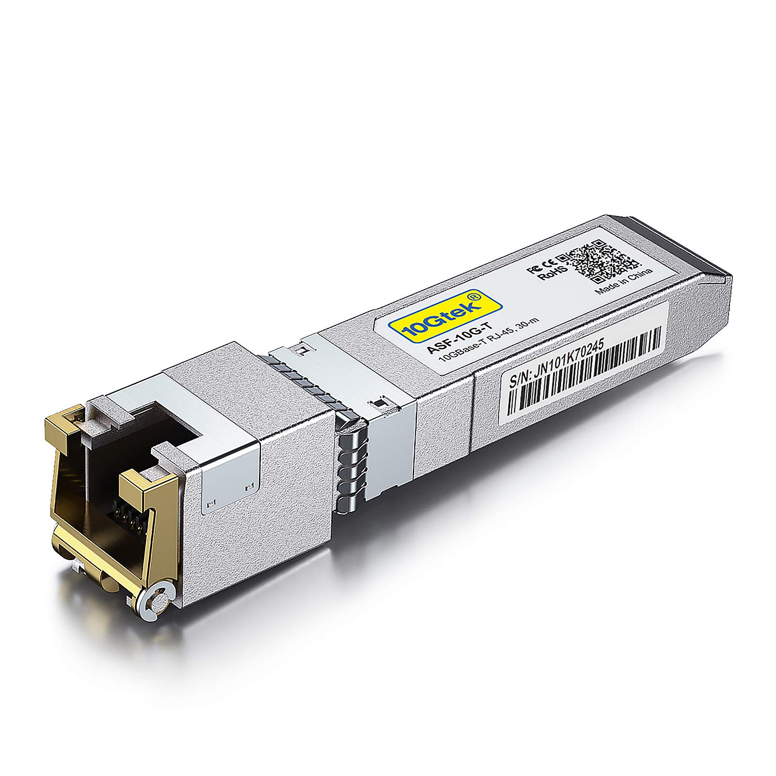 10Gtek 𝟭𝟬𝗚𝗕𝗮𝘀𝗲-𝗧 SFP+ to RJ-45 Transceiver, 10Gbe SFP+ Copper Ethernet CAT6a Module, up to 30m, for Cisco SFP-10G-T-S, Ubiquiti UniFi UF-RJ45-10G, Fortinet, TP-Link TL-SM5310-T and More