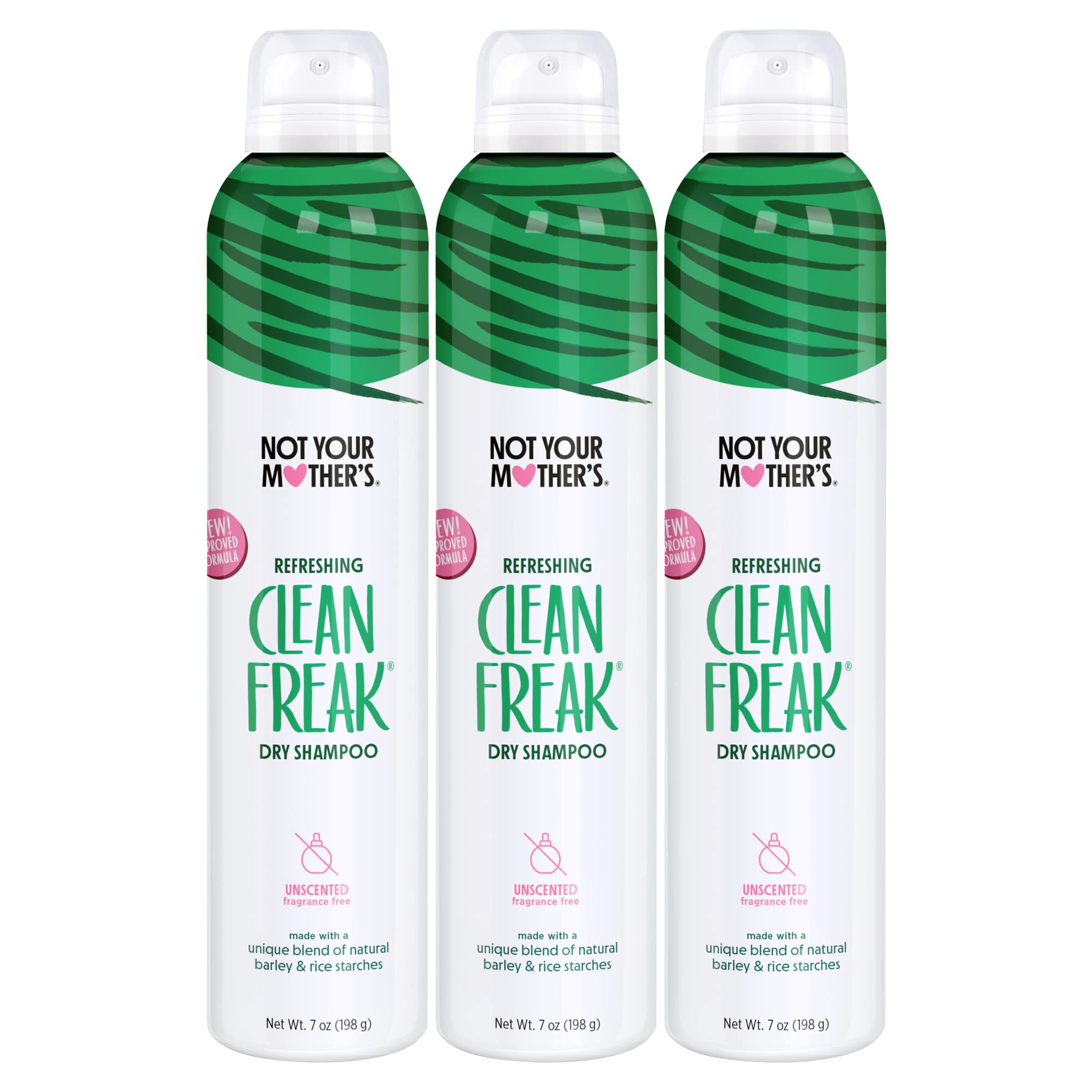 Not Your Mother's Clean Freak Unscented Dry Shampoo (3-Pack) - 7 oz - Dry Shampoo Instantly Absorbs Oil - Hair Essentials for All Hair Types