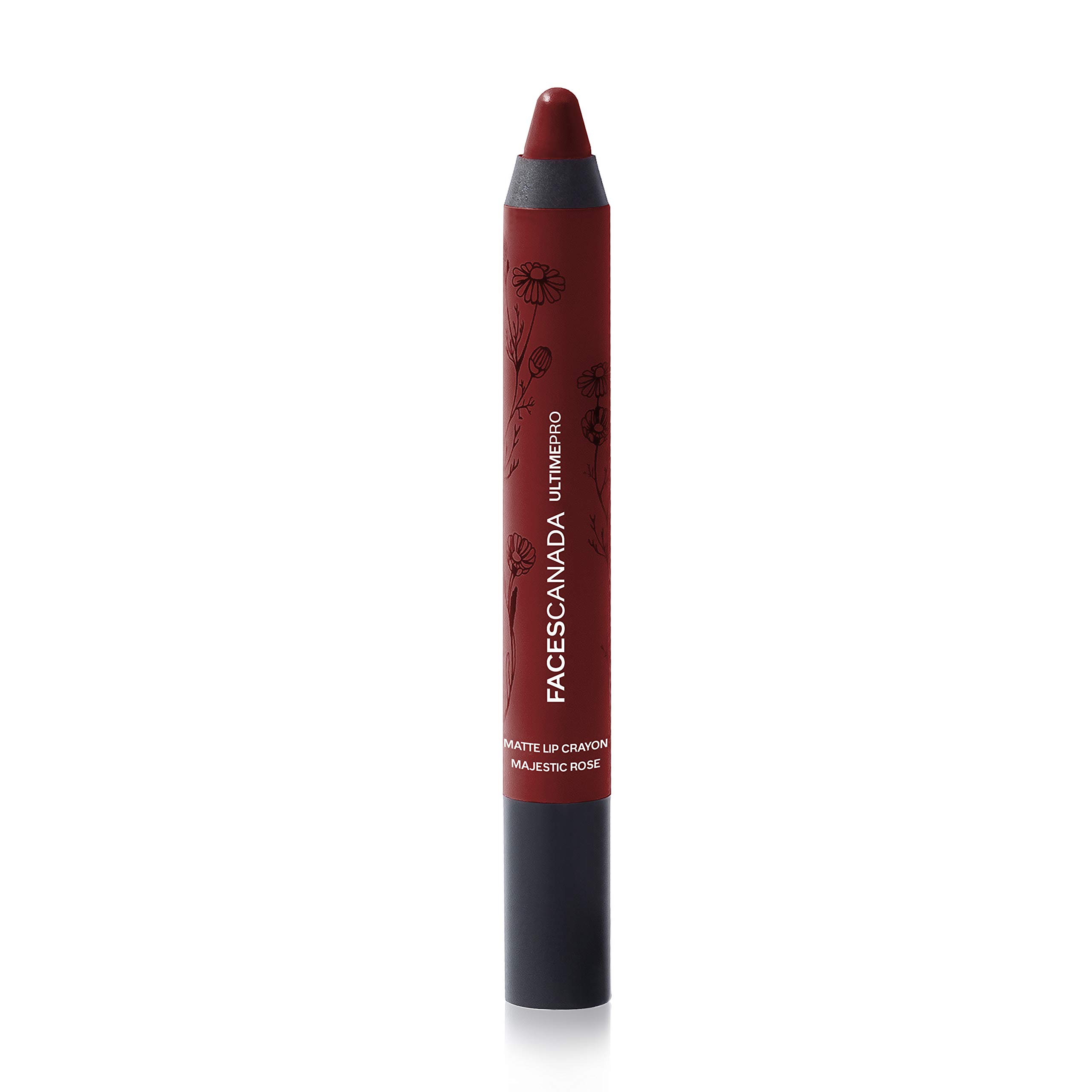 FACESCANADA Ultime Pro Matte Lip Crayon - Majestic Rose (Maroon), 2.8G | 8Hr Long Stay | Smooth Creamy Matte Texture | Intense Color In 1 Stroke | Hydrates With Chamomile & Cocoa Butter