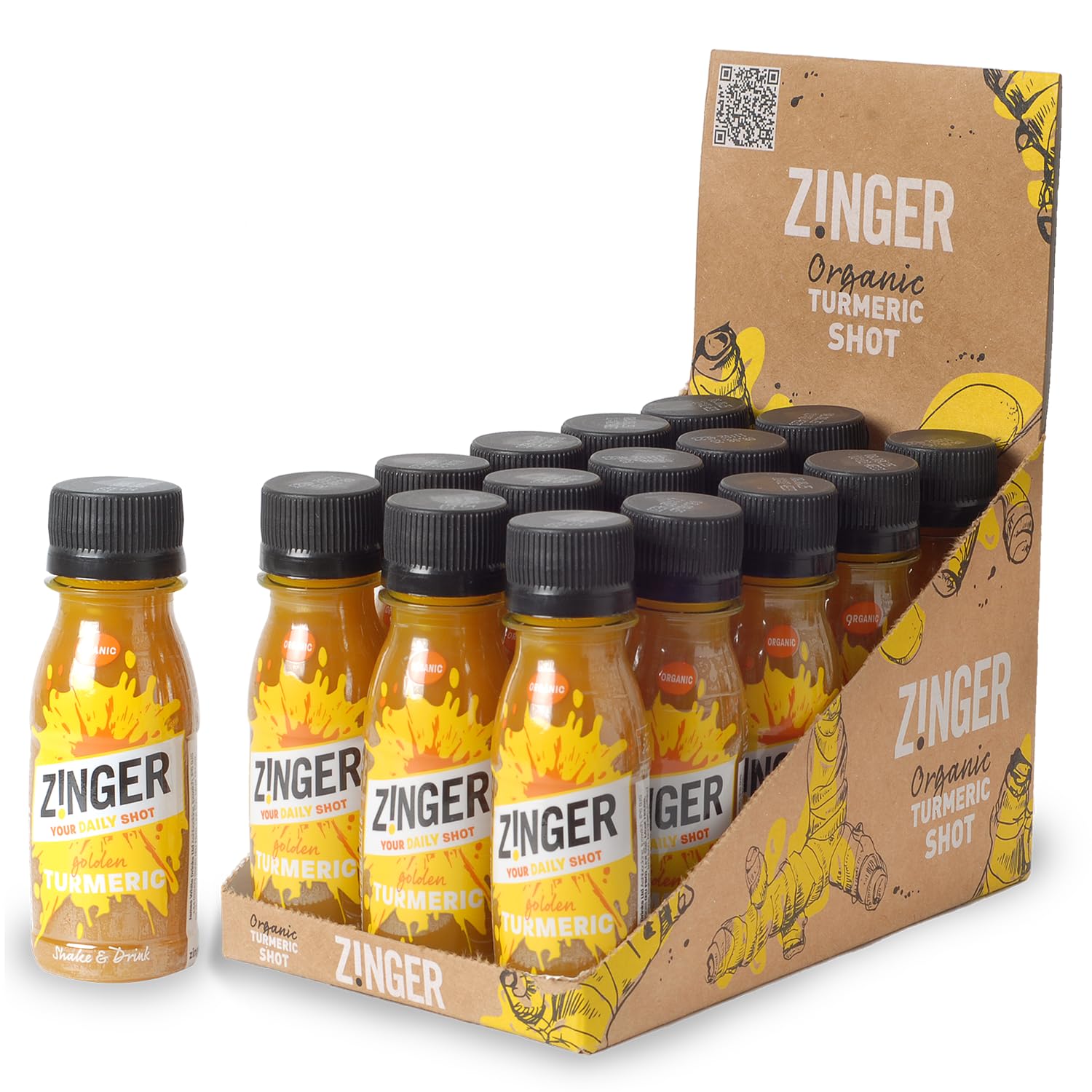 ZingerGolden Turmeric Shot Made with Raw Pressed Turmeric Juice for a Gentle zing and Fresh flavour (15 x 70ml)