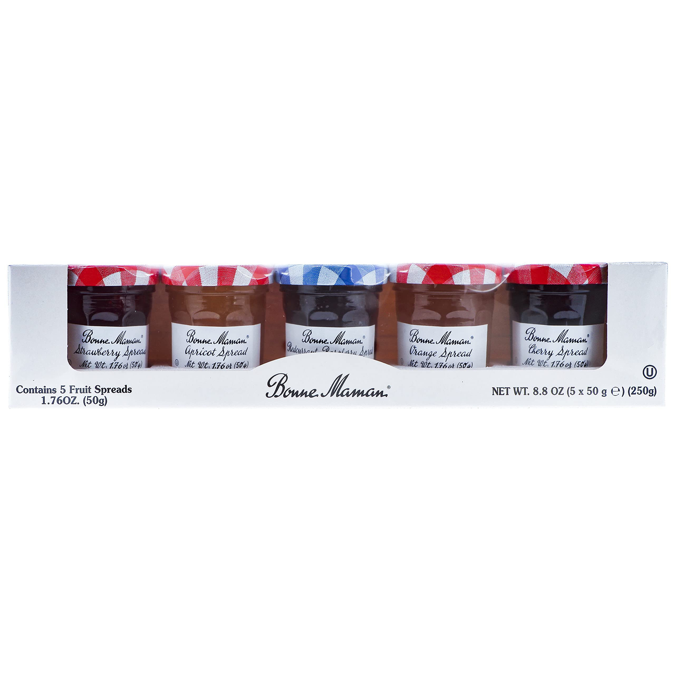 Bonne MamanPreserves Sampler Variety Pack (Apricot, Cherry, Orange, Red Currant, Strawberry), 1.76 Ounce Jars (Pack of 5)