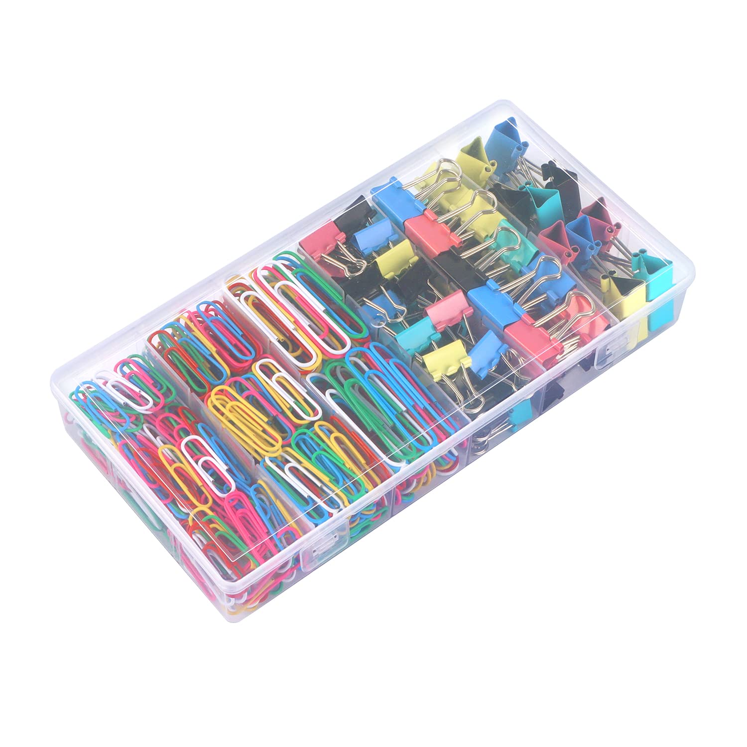 Paper Clips Binder Clips, 400 Pcs Colored Office Clips Set, Colored Paper Clips and Binder Clips, Binder Clips Assorted Sizes and Paper Clips Assorted Sizes Great for Document Organizing