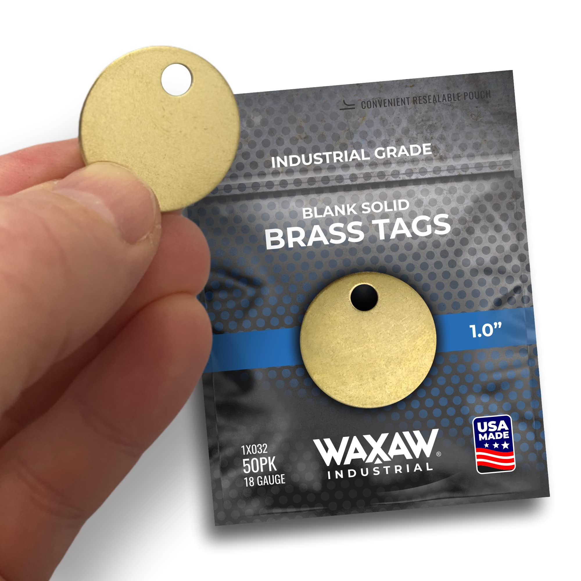 1” Solid Brass Stamping Tags (50 Pack) Industrial Grade 0.040” Blank Chits for Pipe Valves, Keys, Tool and Equipment Labeling | Made in USA