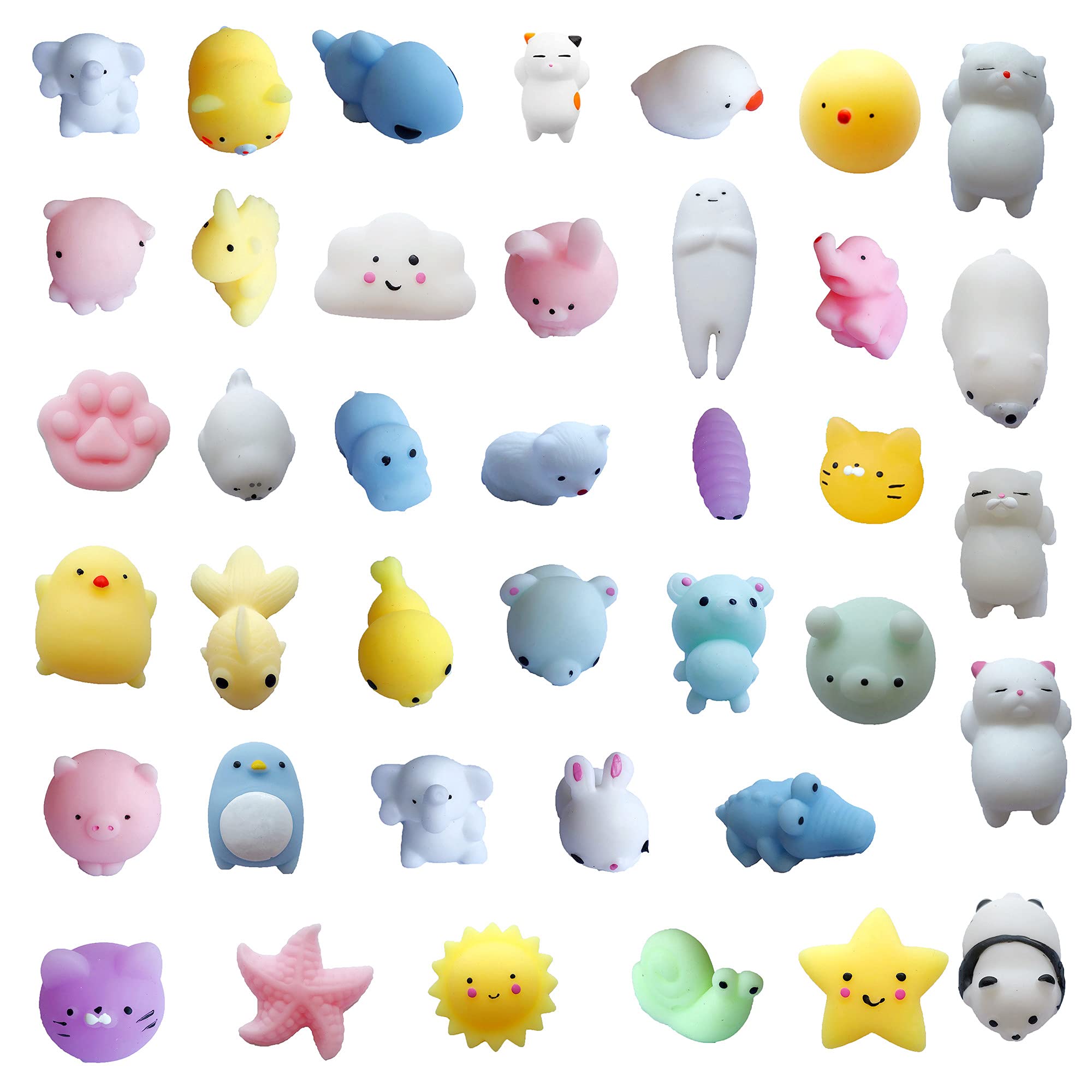 40 Pcs Mochis Squishy Toys Moji Fidget Toys,Mini Animal Squishy Toys Pack,Squishies Party Bags Filler for Girls & Boys,Kawaii Cute Soft Toys Stress Squeeze Toys Fidget Hand Toy for Kids Party Bag Toys