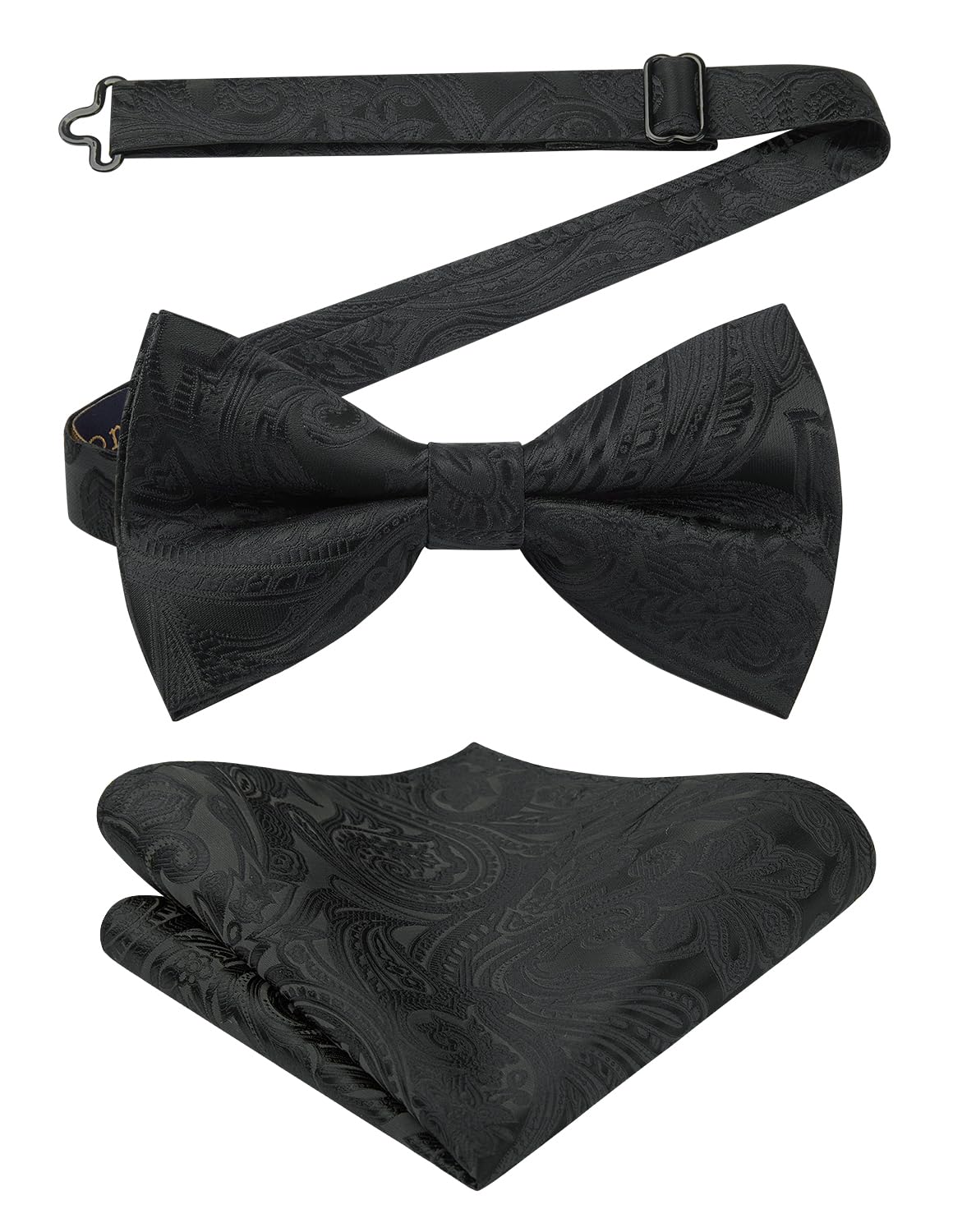 EnlisionPre-Tied Bow Tie Adjustable Tuxedo Paisley Bow Ties And Pocket Square Set For Wedding Formal