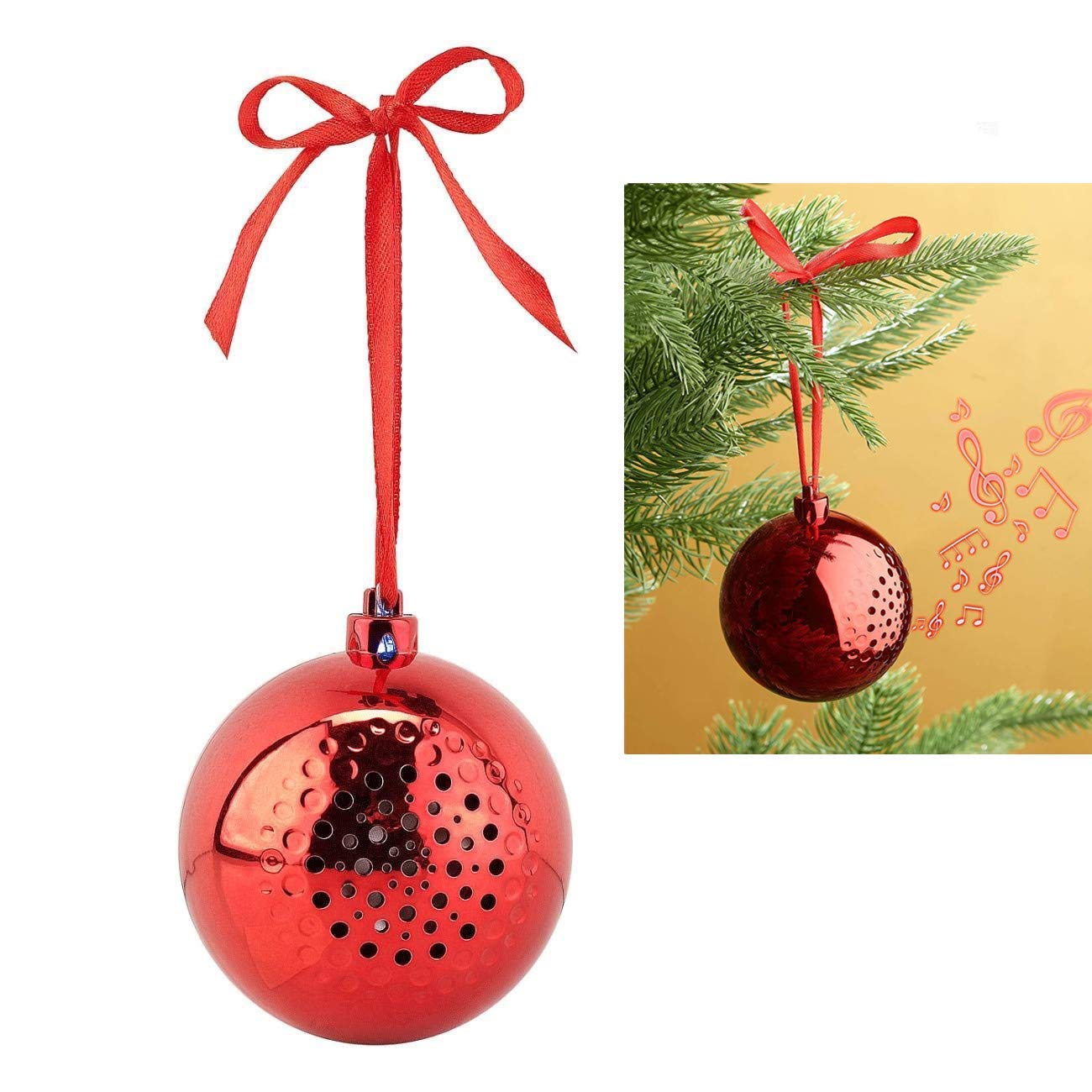 YYGIFT Christmas Ball Bluetooth Speaker Sound Audio Holiday Festival Tree Ornament Present Gift Portable Music Wireless Speakers for Family Friends