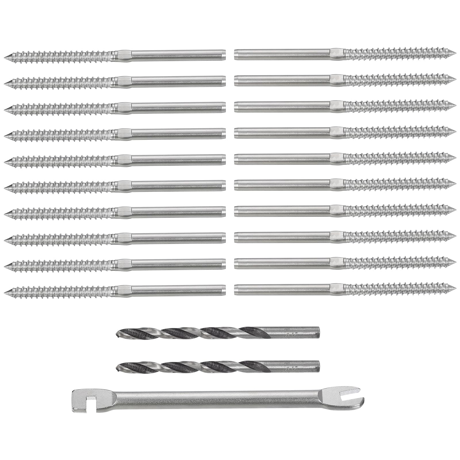 uxcell 100 Pack Left&Right Handed Thread Swage Lag Screws, T316 Stainless Steel Deck Railing Hardware for Wood Post 1/8" Cable Railing Kit, Stair Deck Railing