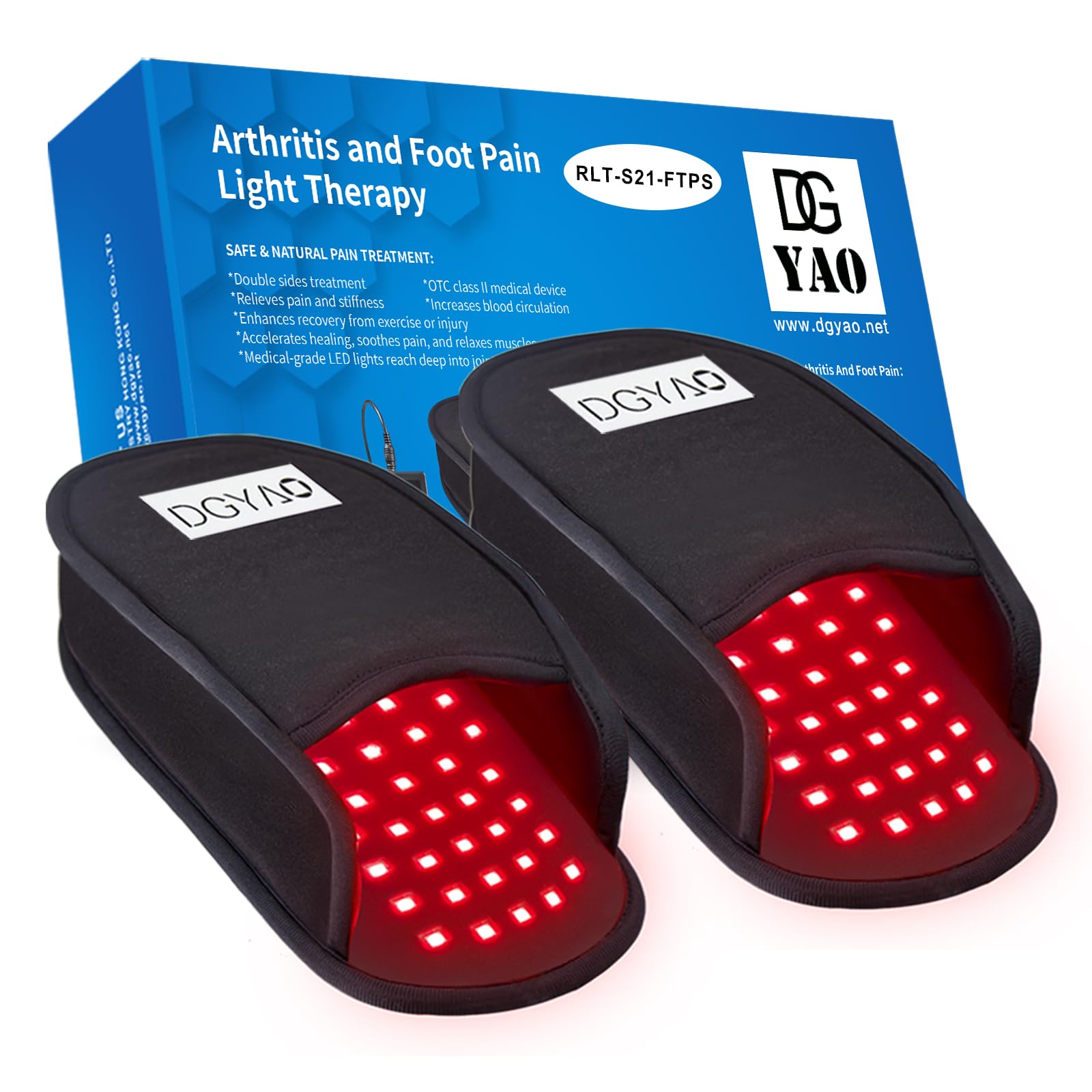 HAIYUE Red & Infrared Light Therapy Slipper with Pulse Mode for Feet Heel Toes, Newest 660 & 880nm Flat LED Lights Pain Relief Muscle Relax Home Office Use (Two Pads)