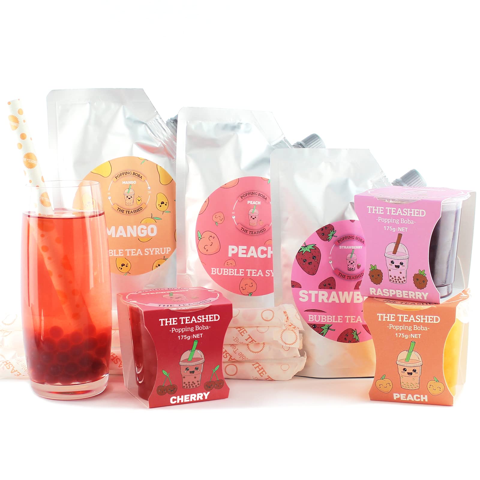 Bubble Tea Syrup Kit 9 Servings | Syrup + Boba Set | The TeaShed