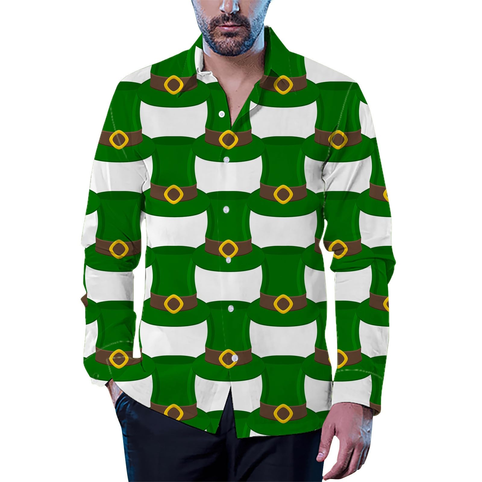 GenericHawaiian Bowling Shirts for Men St Patricks Day Short Sleeve Summer Beach Shirt Casual Button Down Shirts Ahola Shirts