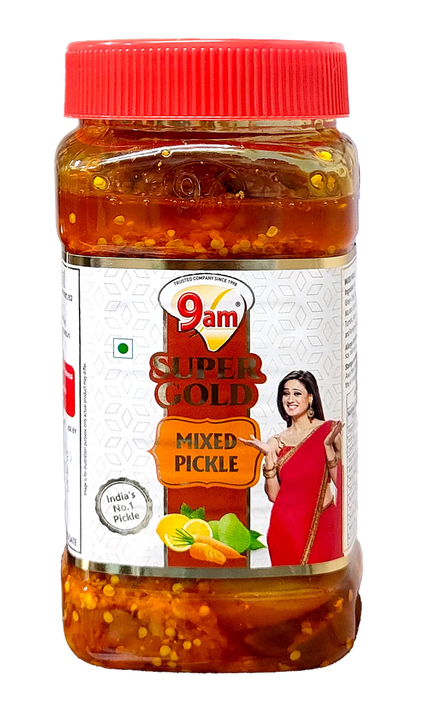 9AM Mixed Pickle 450gm (Pack of 1) | Homemade Achaar | No Added Preservatives & Additives | Chatpata Achar | Ready to Eat | Mixed Pickles with Storage Jar