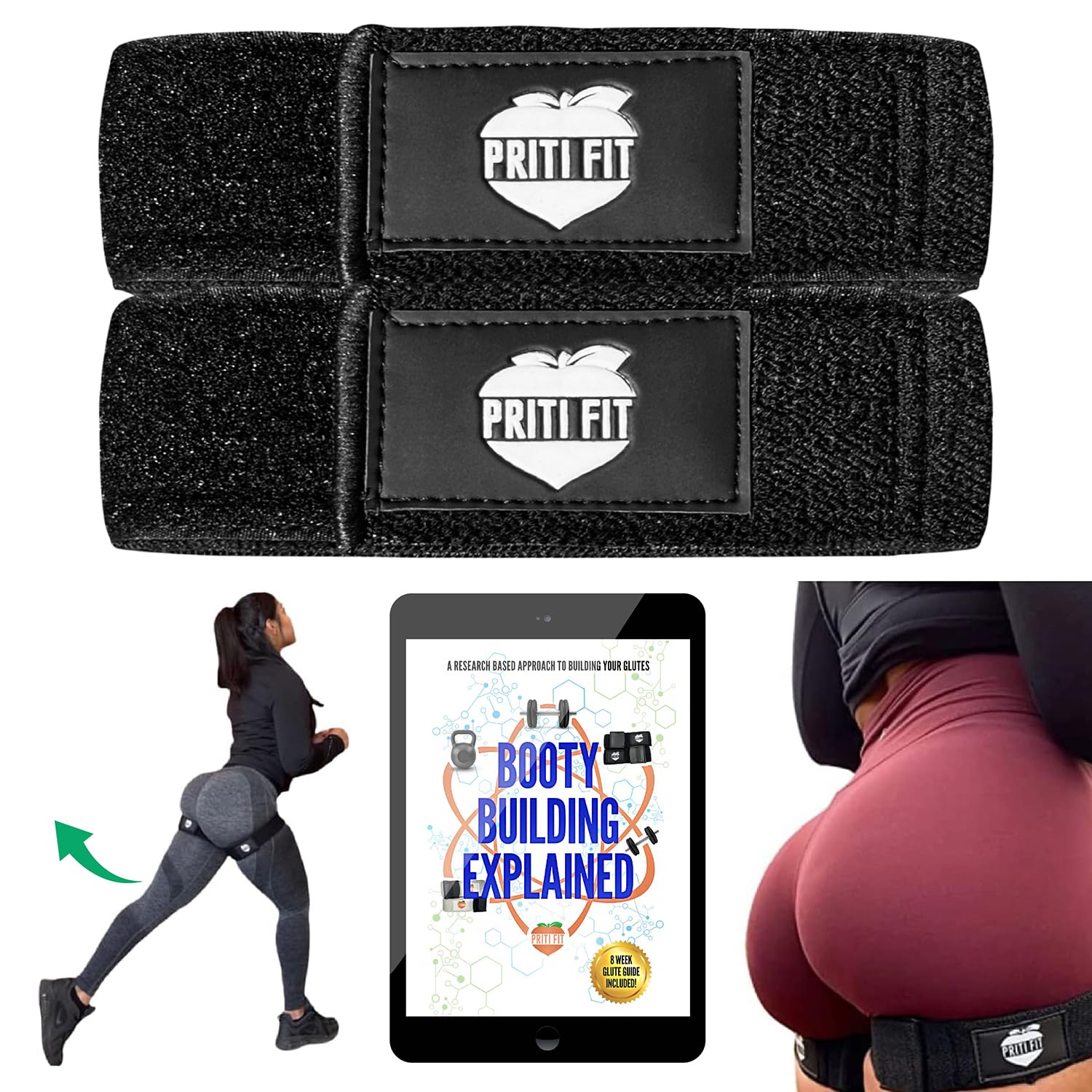 BFR Booty Bands for Women with 8-Week Guide for Legs, Glutes & Hip Building, Blood Flow Restriction Occlusion Bands for Workouts,Best Fabric Resistance Loop,Tone & Lift Your Butt,Squat,Thigh,Fitness