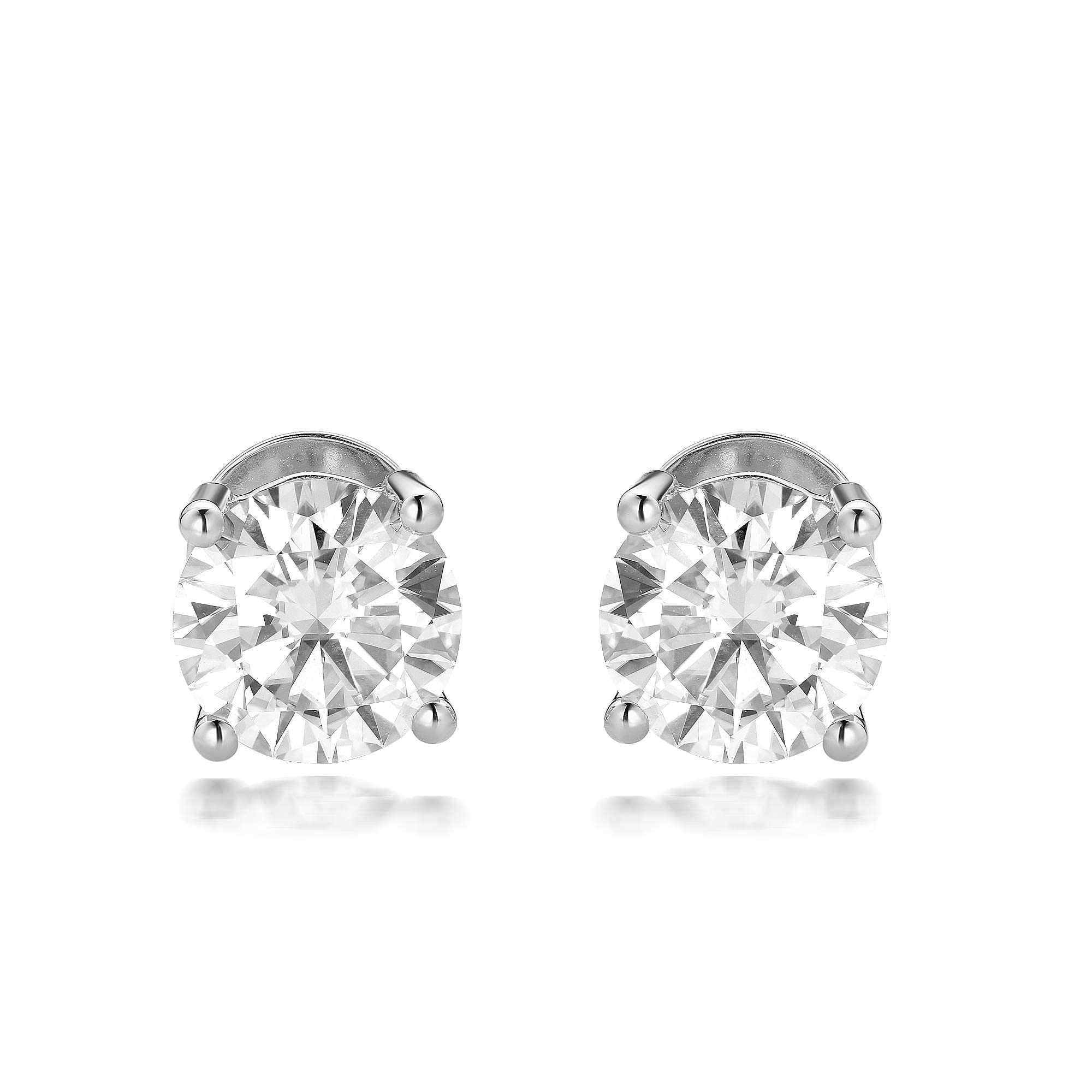 DovEggsMoissanite Stud Earrings for Women14K White Gold Post 4ct 8mm G-H-I Color Cut Moissanite Stud Earring Push Back Sterling Silver Earrings