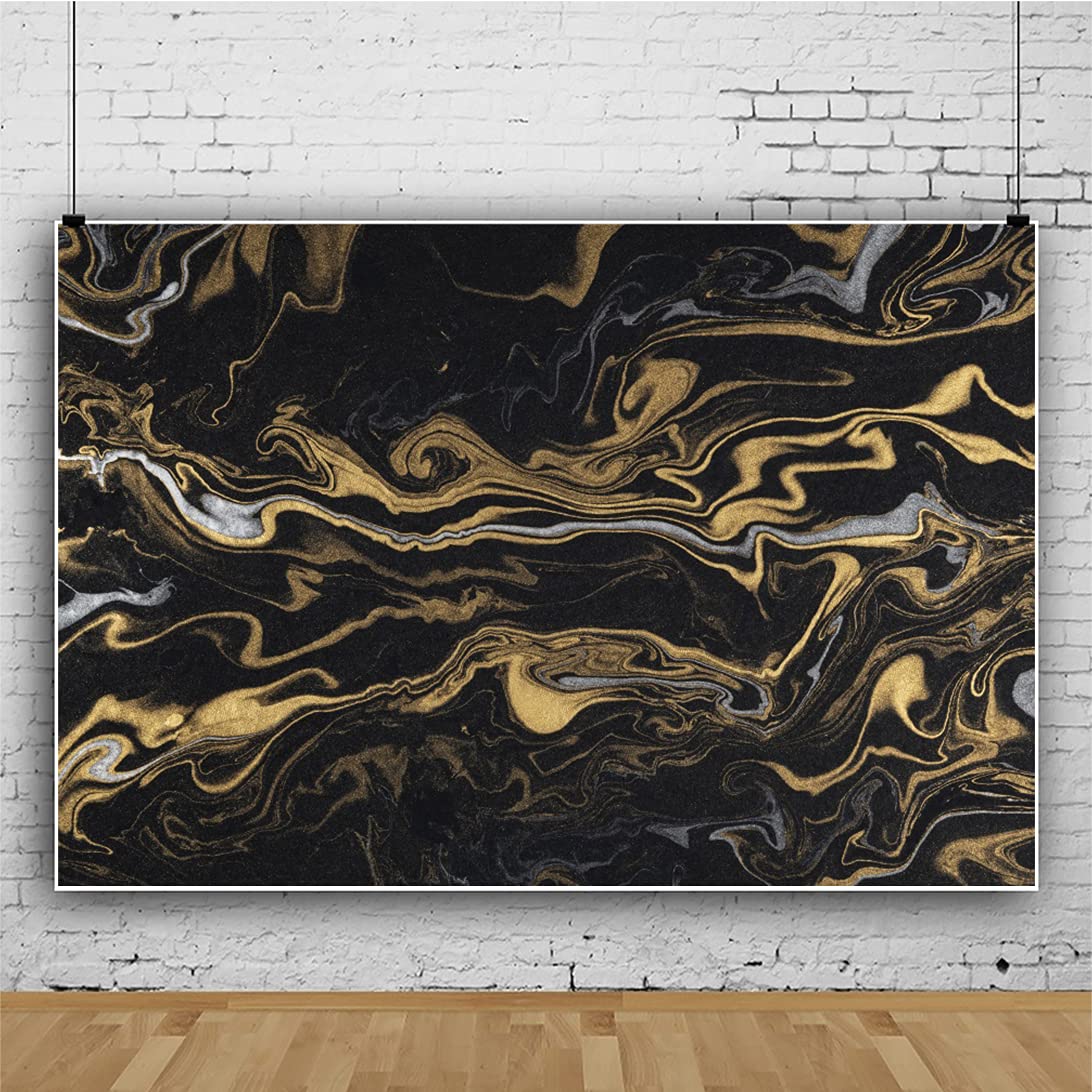 DORCEV 9x6ft Black Gold Marble Texture Photography Backdrop Abstract Art Gold Liquid Quicksand Backdrop Background for Birthday Party Celebration Decor Banner Wallpaper Photo Booth Studio Props