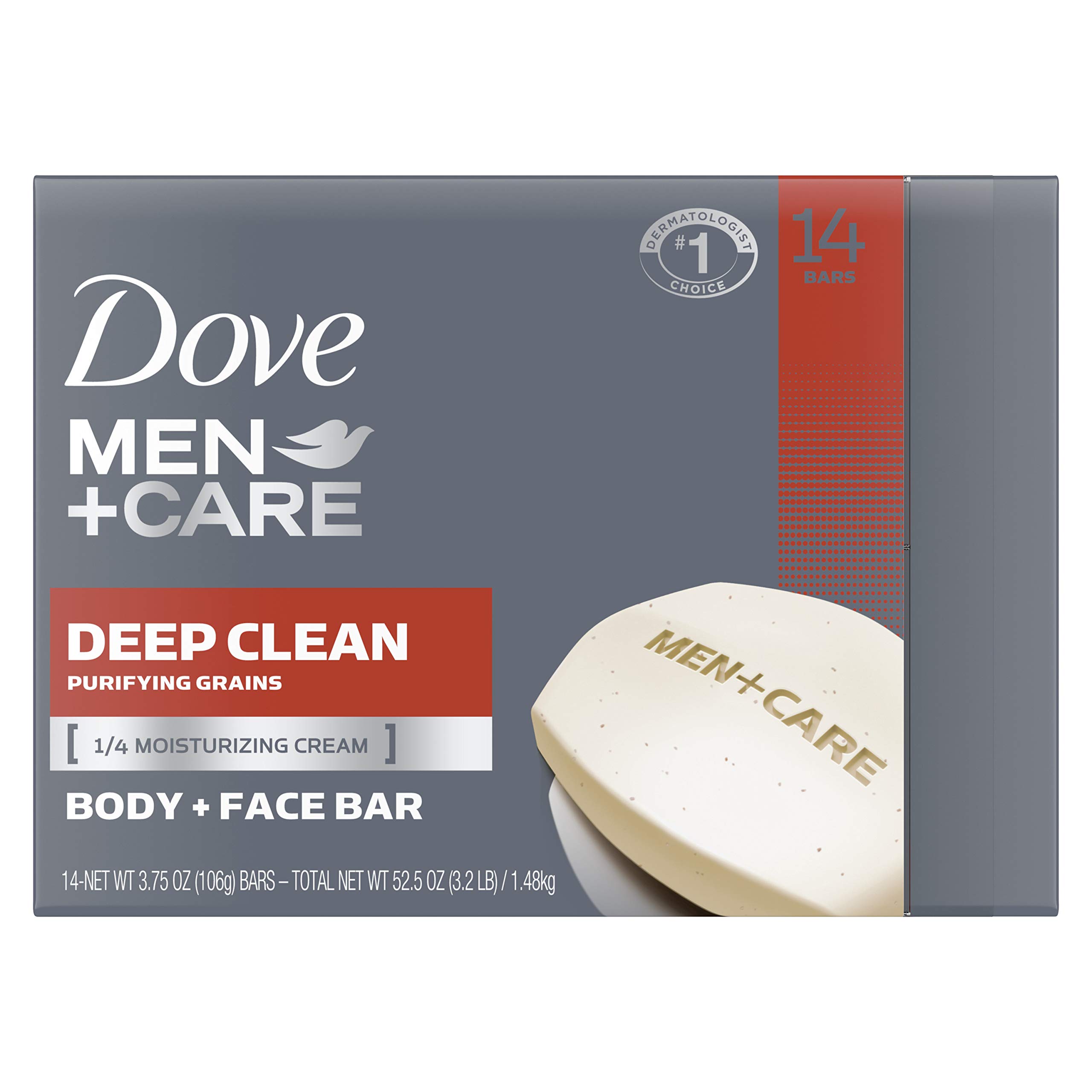 Dove Men+Care Men's Bar Soap More Moisturizing Than Bar Soap Deep Clean Effectively Washes Away Bacteria, Nourishes Your Skin 3.75 oz 14 Bars