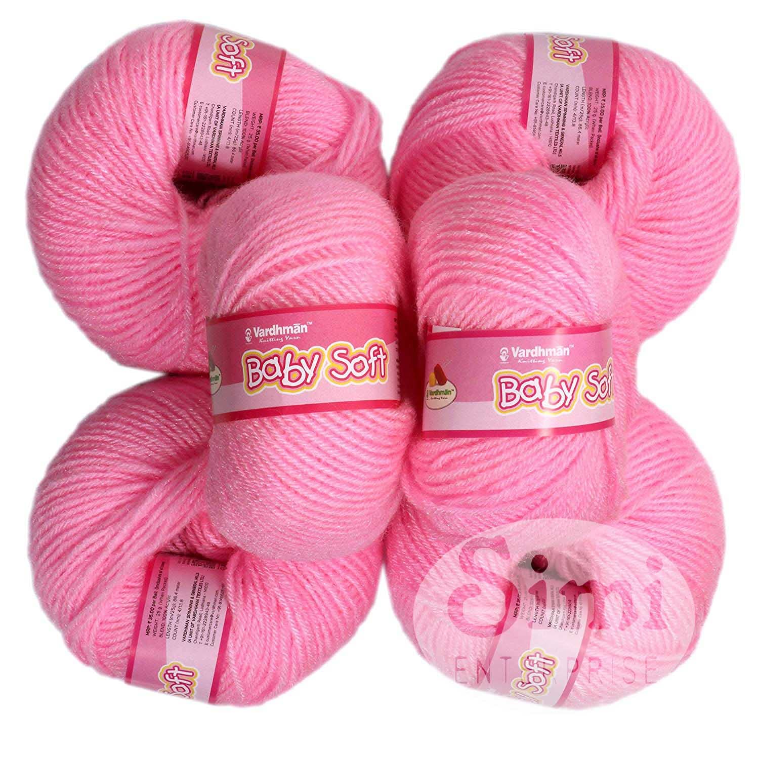 SIMI Enterprise 100% Acrylic Wool Dark Pink (14 pc) Baby Wool Wool Ball Hand Knitting Wool/Art Craft Soft Fingering Crochet Hook Yarn, Needle Knitting Yarn Threa O PQB