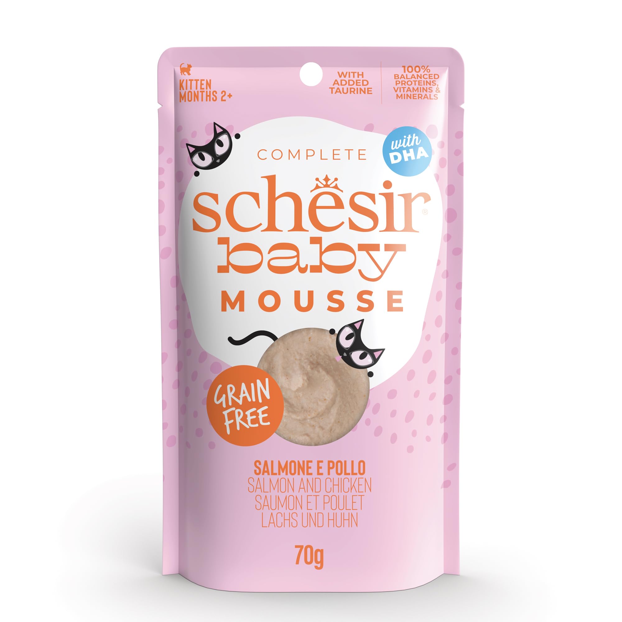 SchesirBaby Mousse Kitten Cat Food Salmon Grain Free 70g x 12 Pack