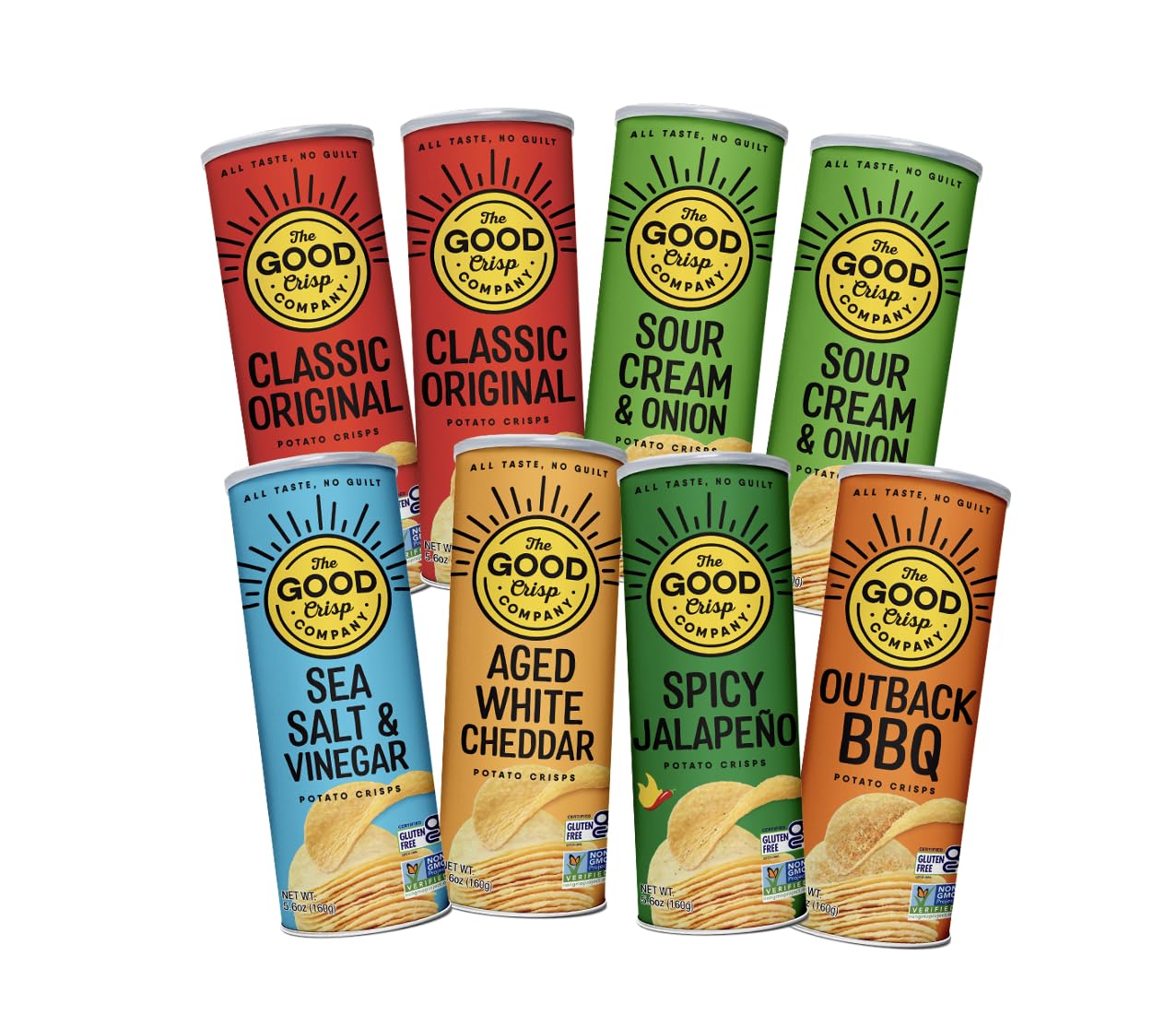 The Good Crisp Company, Potato Chips, 5.6 Ounce Canisters, Pack of 8 (Variety Pack)