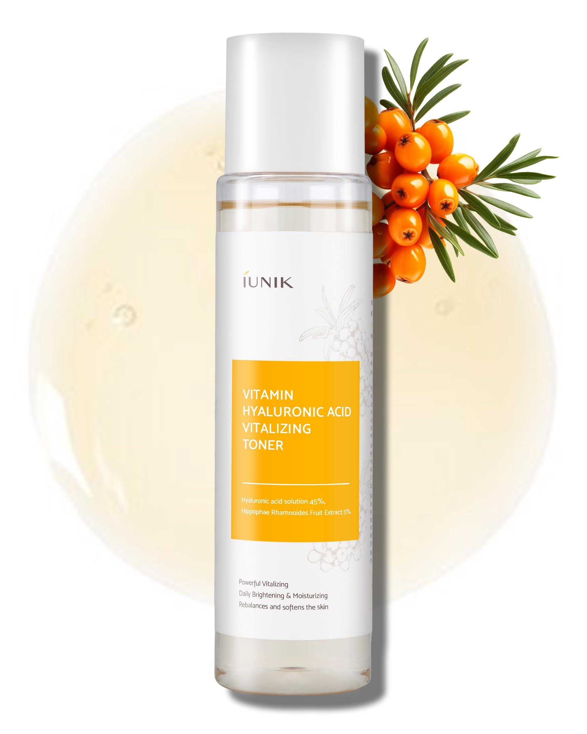 IUNIKVitamin C Vegan Face Toner with 45% Hyaluronic Acid Facial Moisturizer 6.7 Fl Oz - Nourishing Hydrating Sensitive Vitalizing Sensitive Dry Skin Deep Nourishing