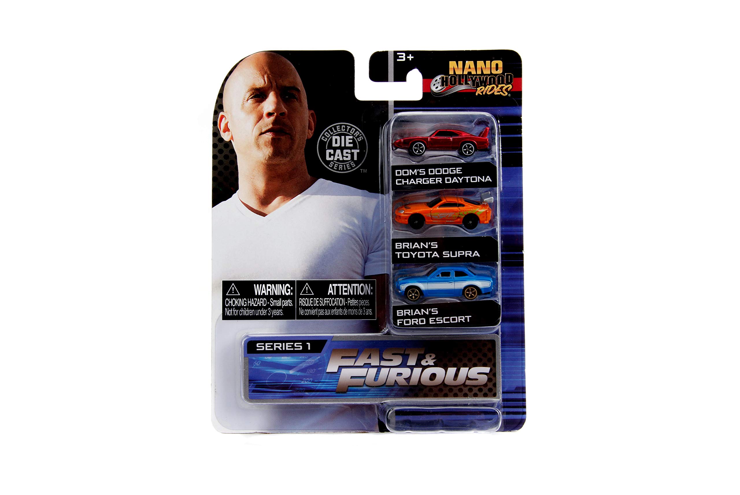 Jada Toys Fast & Furious 1.65 Nano 3-Pack Die-cast Cars, Toys for Kids and Adults, Multi (JAN31124)