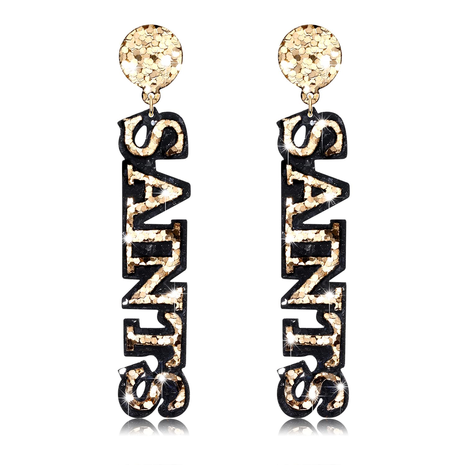 SAINTS Earrings Glitter Fleur De Lis Drop Earrings Football Game Day Earring Women Jewelry