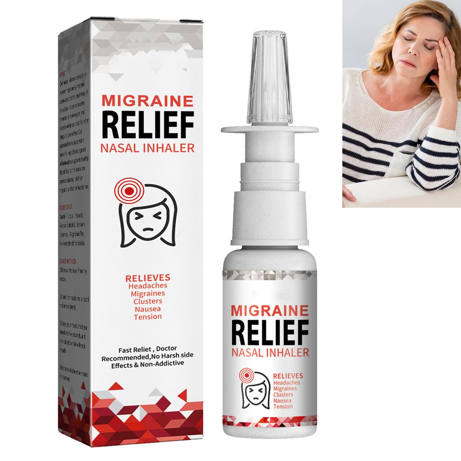 KOAHDEMigraine Relief Nasal Inhaler,Headache Relief Spray,Natural Stress Relief Spray,Anti Anxiety Spray,Inner Calming Spray,Anxiety Relief Care,Anxiety Relief for Adults,Mood Support Spray,30ML