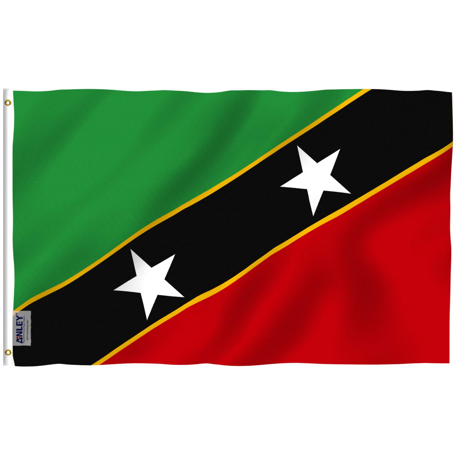 AnleyANLEY Fly Breeze 3x5 Feet Saint Kitts and Nevis Flag - Vivid Color and Fade Proof - Canvas Header and Double Stitched - Nevisian Flags Polyester with Brass Grommets 3 X 5 Ft