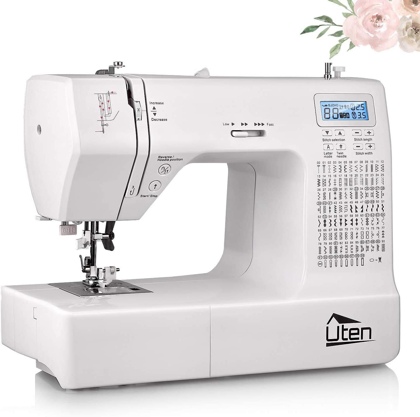 UtenComputerized Sewing Machine Portable Electronic Quilting 200 Stitches 8 Buttonholes Large Screen Model 2685A