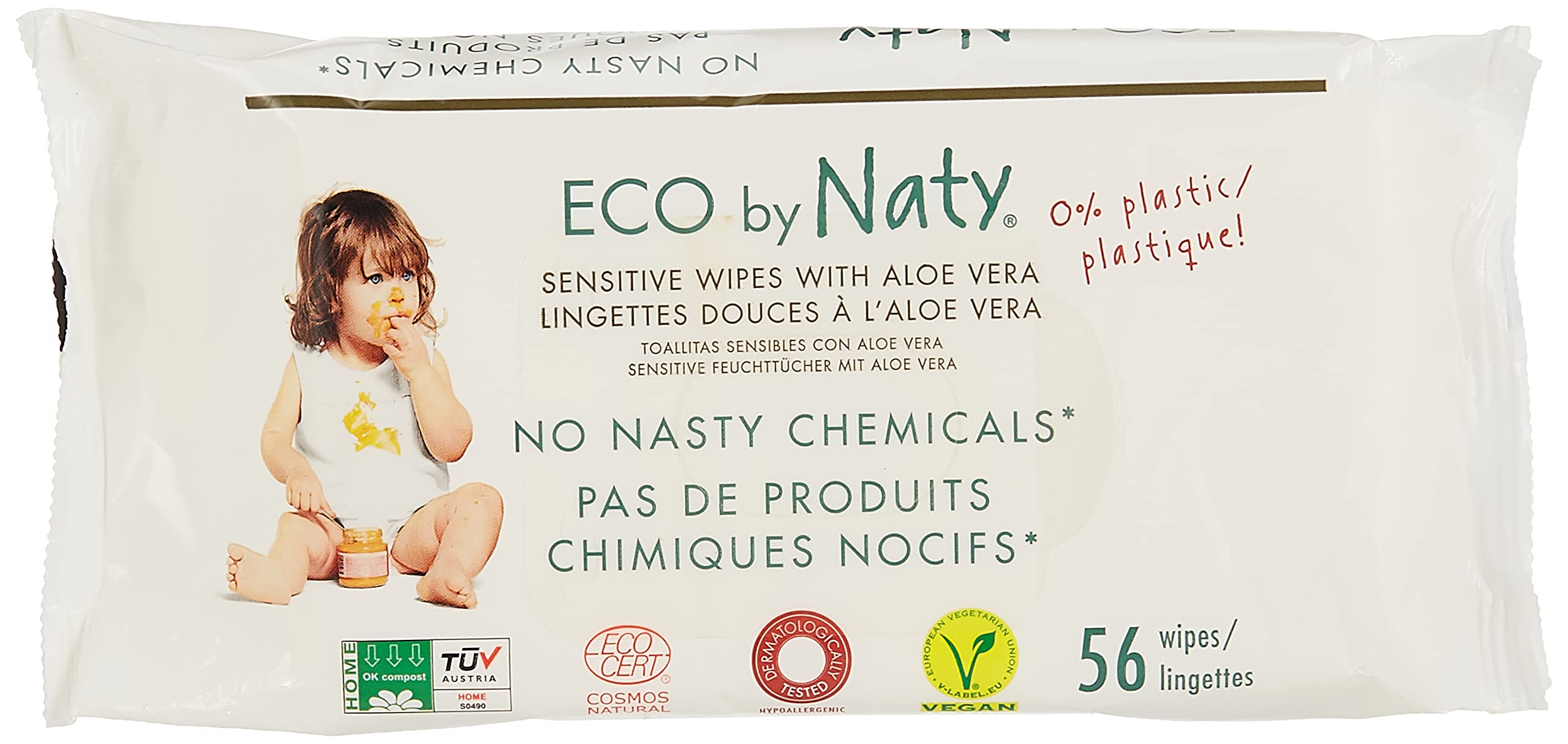 Eco by NatySensitive Baby Wipes With Aloe Vera 56 Pieces