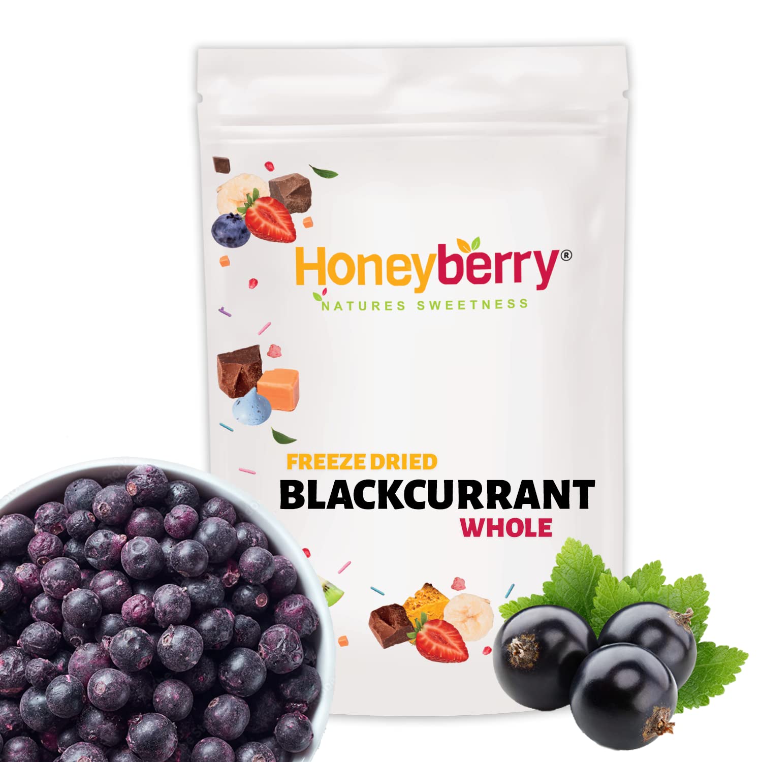 Freeze Dried Blackcurrant Whole 100g - No Added Sugar, 100% Natural, Gluten Free, Vegan Friendly